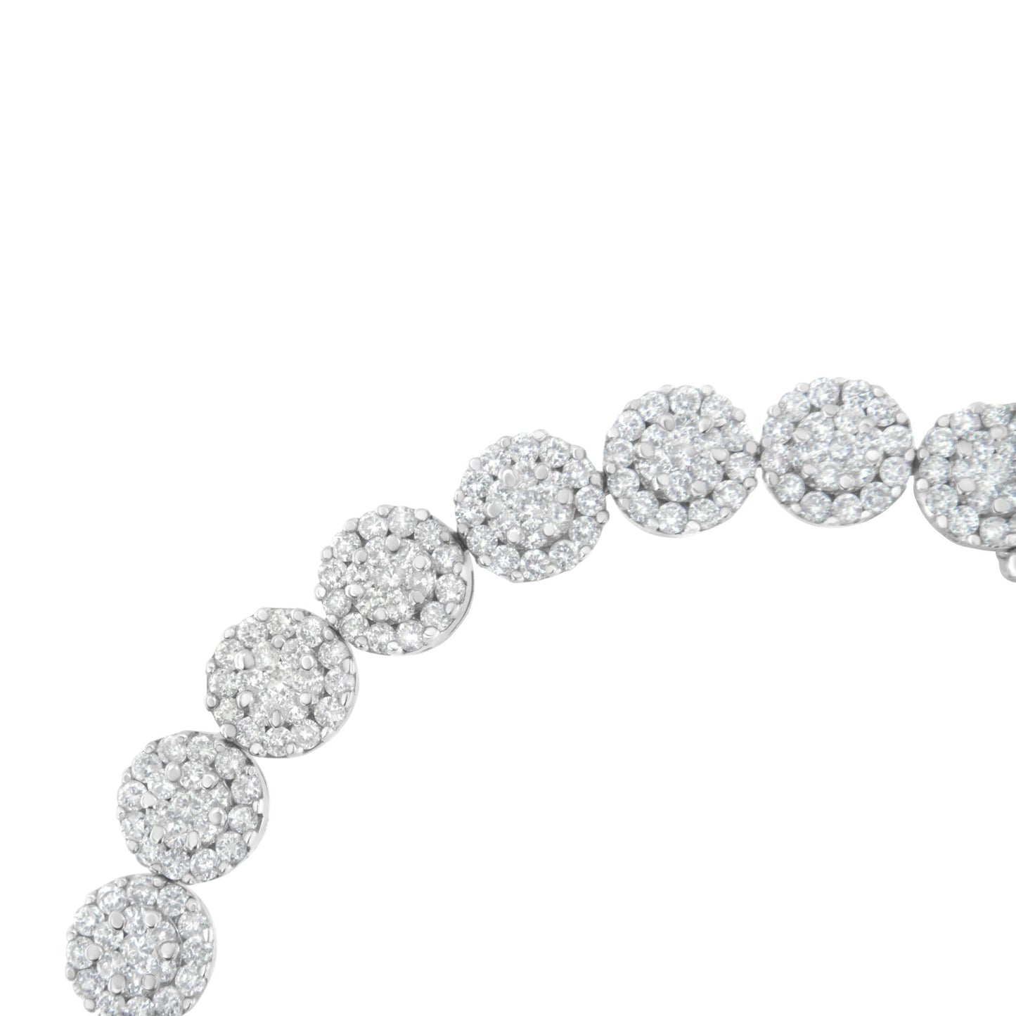 14K White Gold 3-3/4 Cttw Round-Brilliant Cut Diamond 7-1/4" Round Cluster Links Tennis Bracelet (I-J Color, SI2-I1 Clarity) - Bijoux-NYC Direct