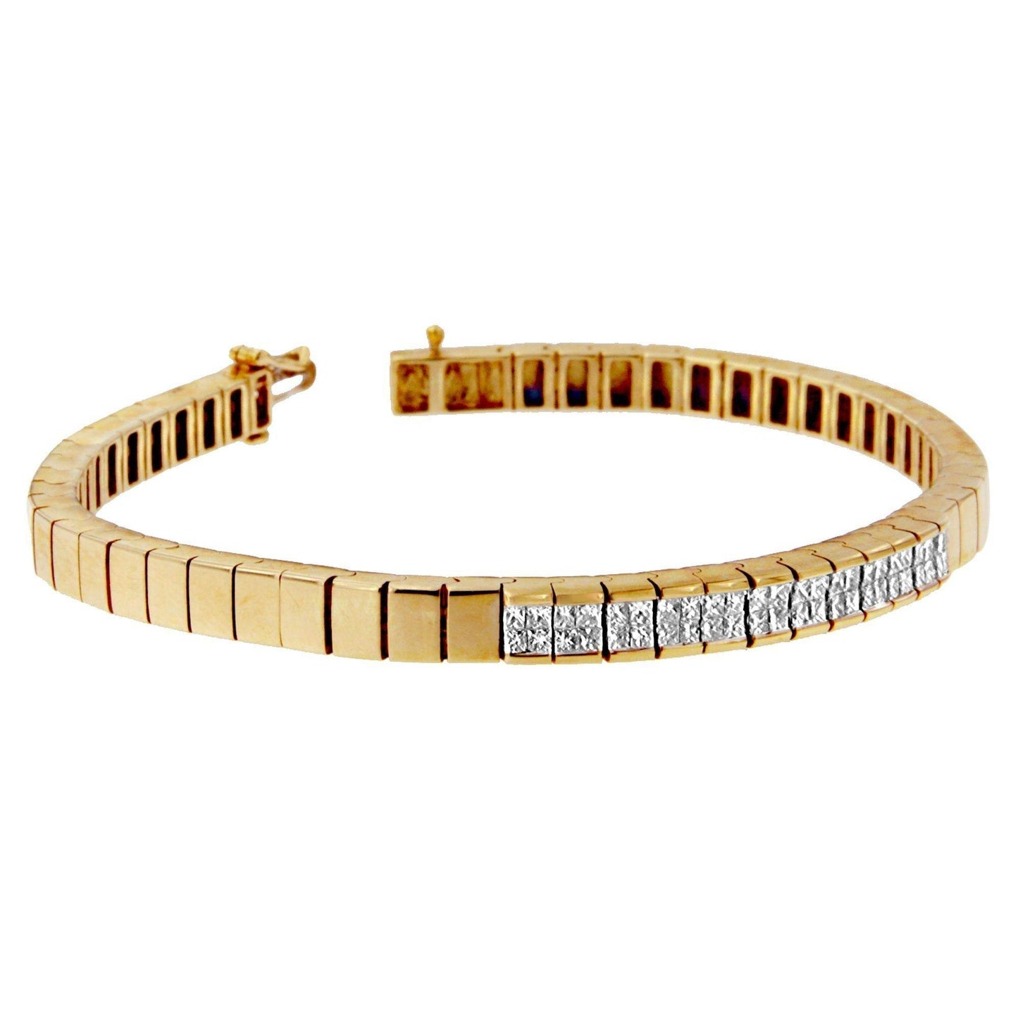 14K Yellow Gold Princess Cut Diamond Banded Bracelet (1.00 cttw, G-H Color, VS1-VS2 Clarity) - Bijoux-NYC Direct