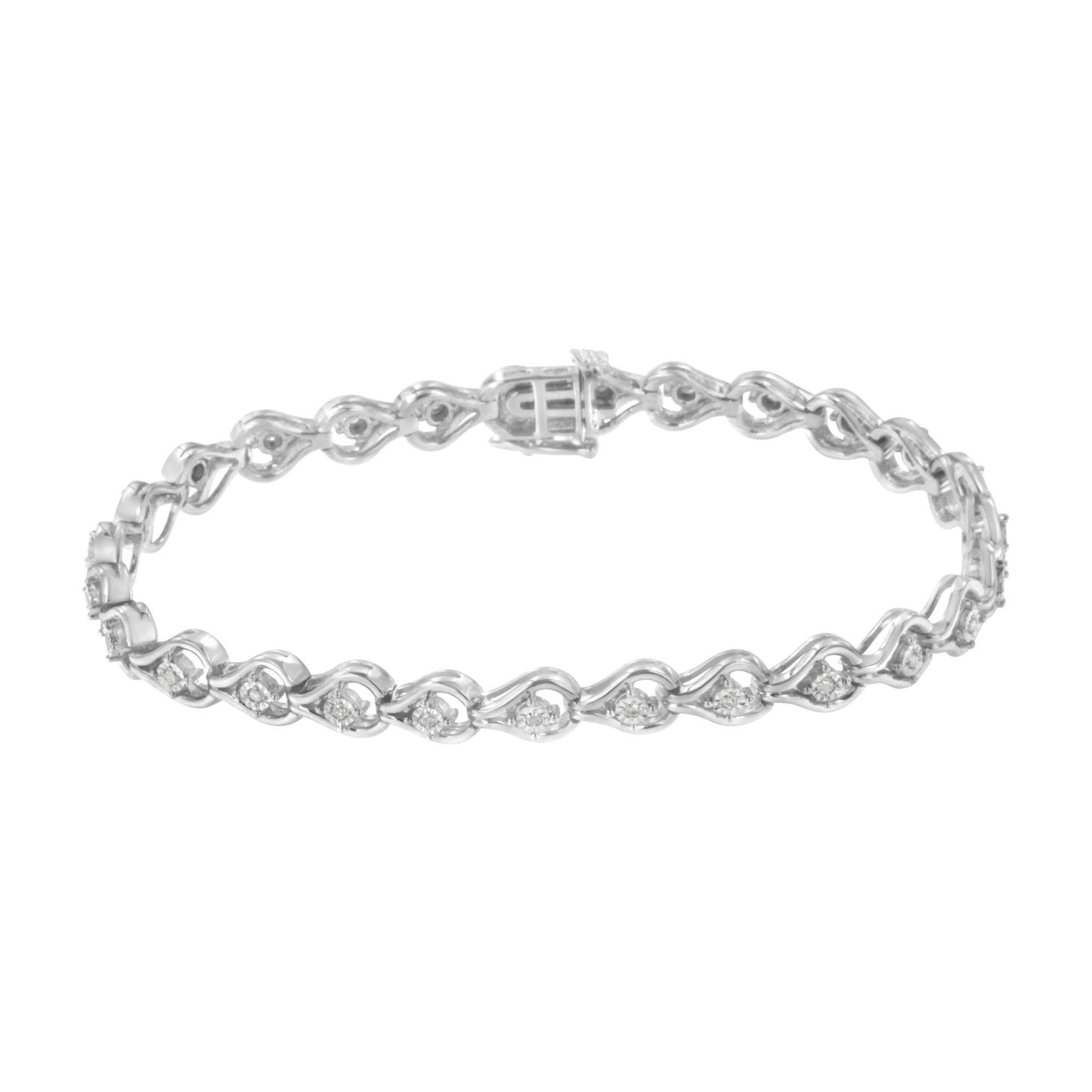 Sterling Silver Diamond Link Bracelet (1/4 cttw, I-J Color, I2-I3 Clarity) - Bijoux-NYC Direct
