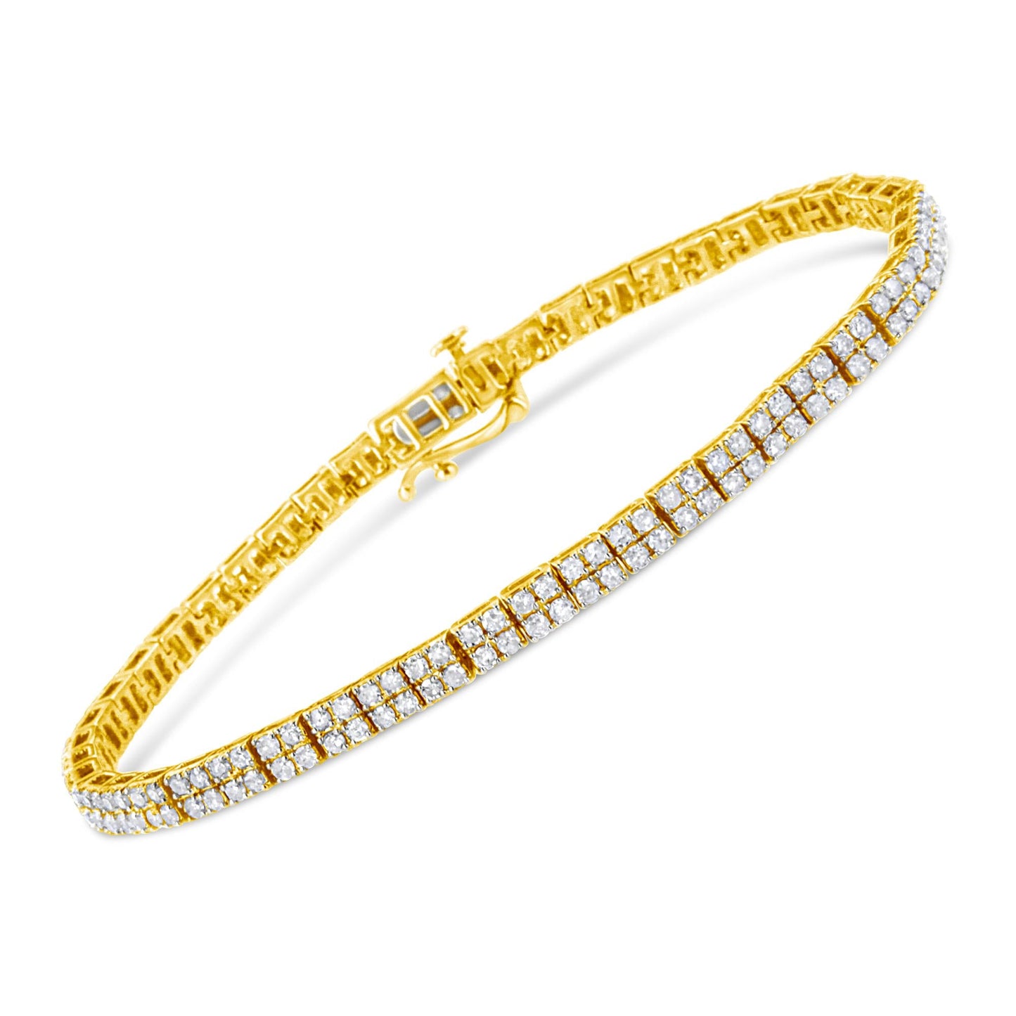 14K Yellow Gold Plated .925 Sterling Silver 3.0 Cttw Diamond Link Bracelet (K-L Color, I2-I3 Clarity) - 7.25" - Bijoux-NYC Direct