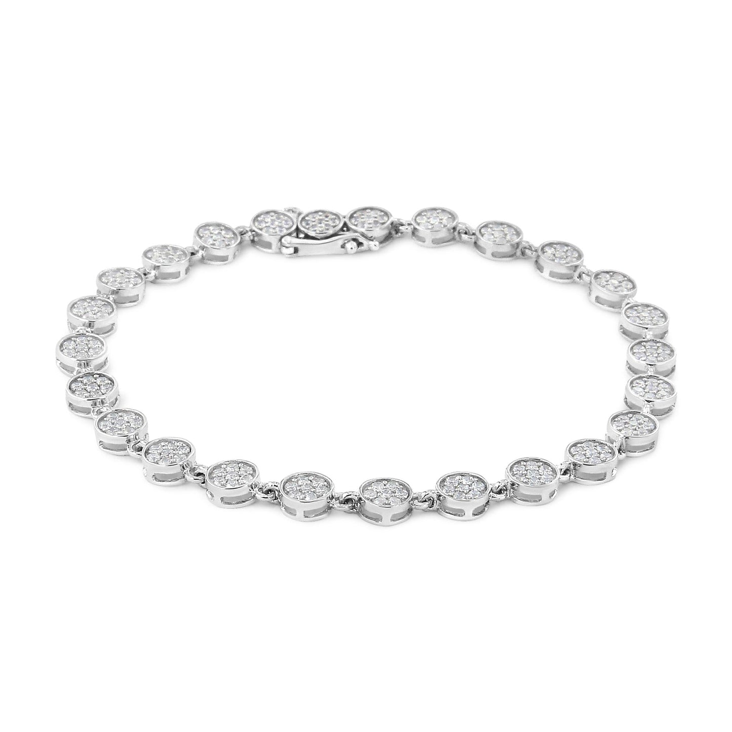 .925 Sterling Silver 2.0 Cttw Round Diamond Link Bracelet (G-H Color, I1-I2 Clarity) - 7.25" - Bijoux-NYC Direct