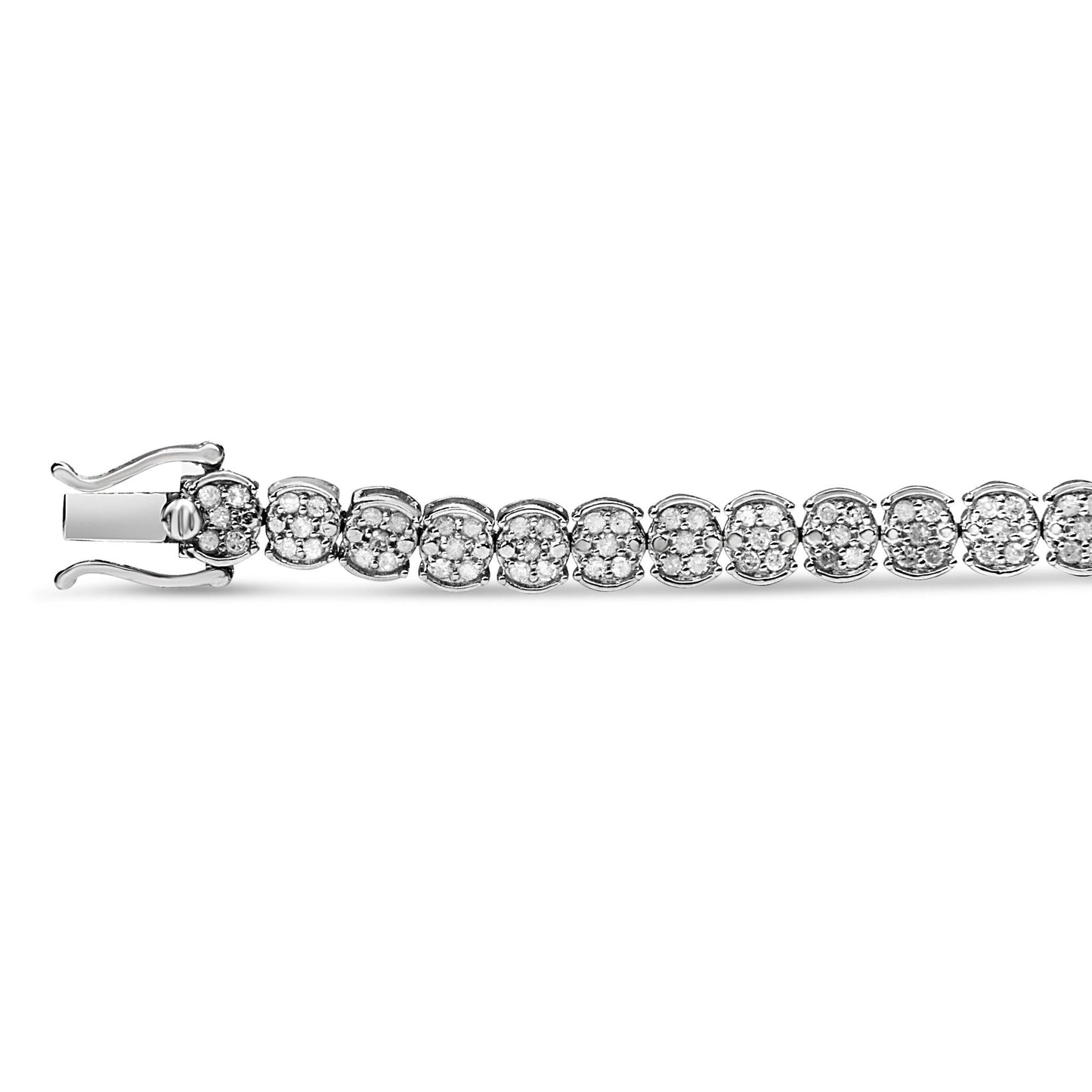 .925 Sterling Silver 2.0 Cttw Diamond Cluster Link Bracelet (I-J Color, I2-I3 Clarity) - Size 7.25" - Bijoux-NYC Direct
