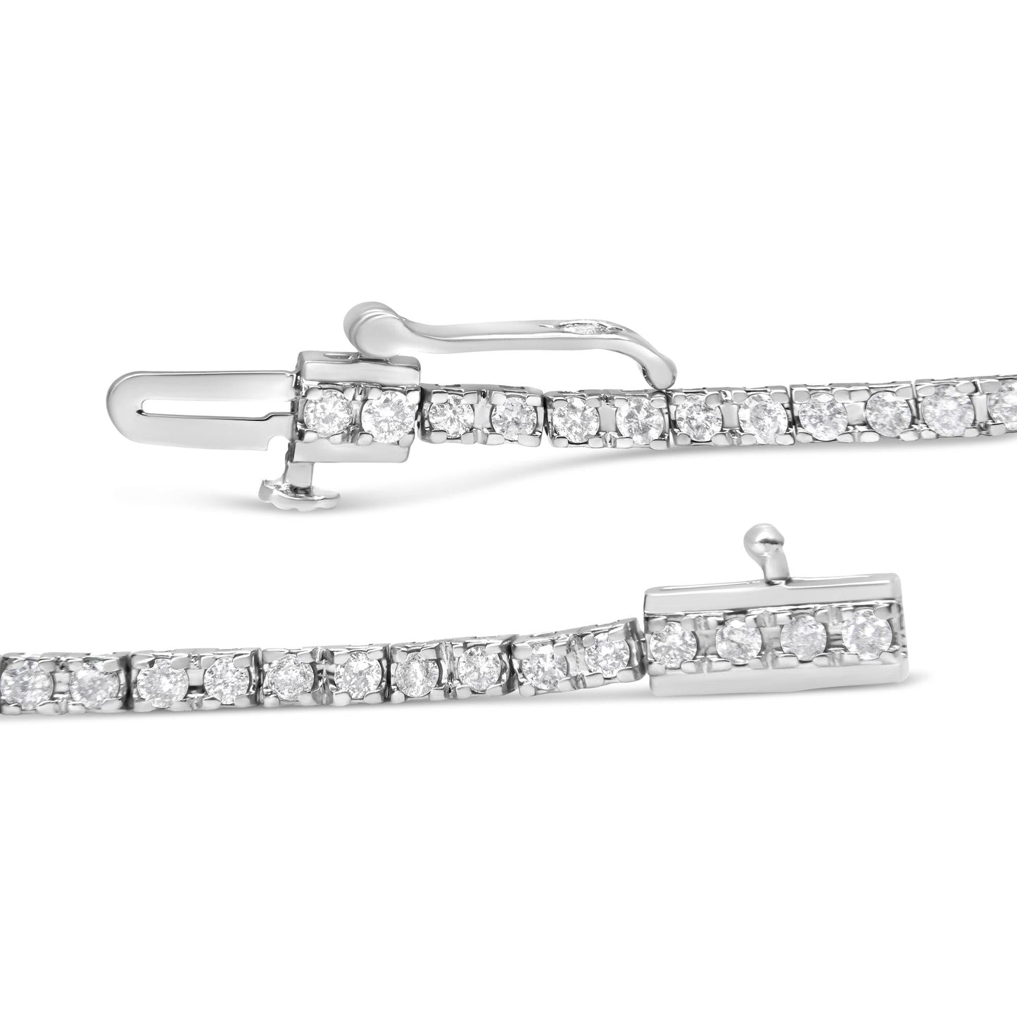 10K White Gold 2.0 Cttw Prong Set Round-Cut 7.25" Classic Diamond Tennis Bracelet (G-H Color, I1-I2 Clarity) - Bijoux-NYC Direct