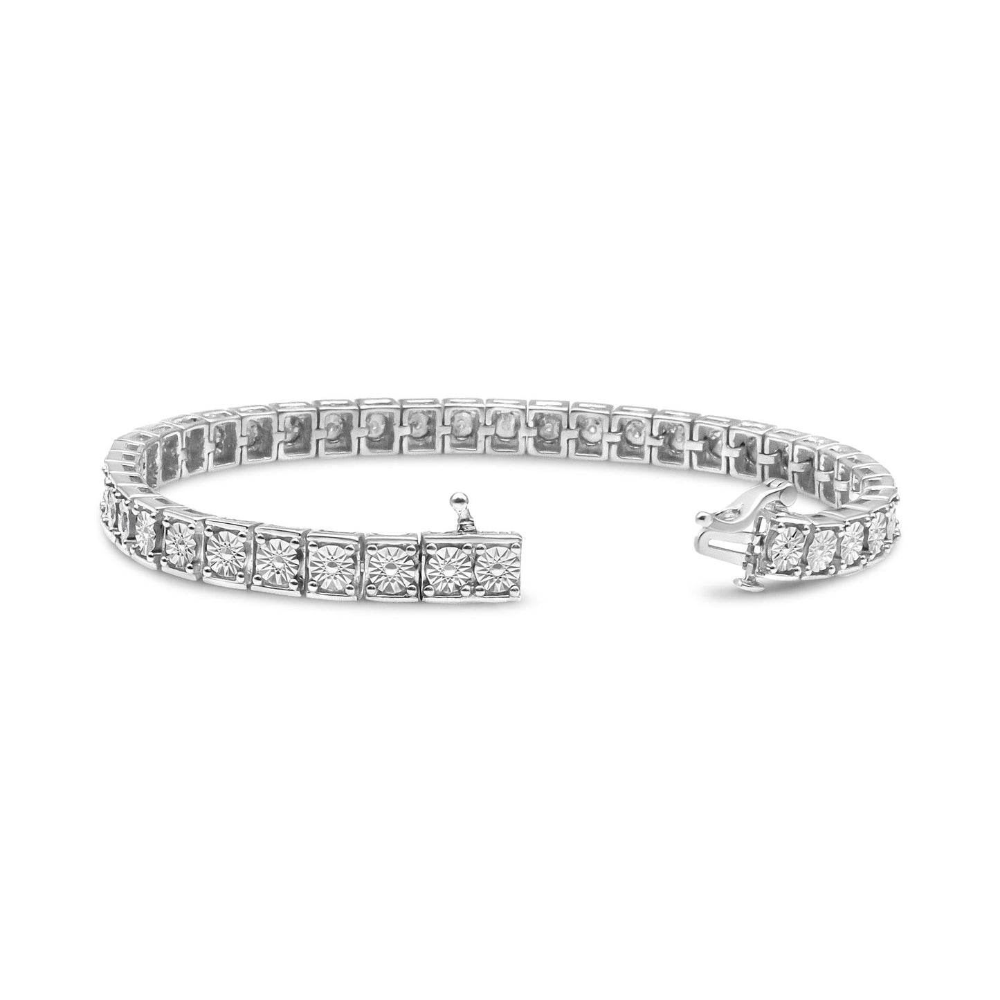 .925 Sterling Silver 1/4 Cttw Diamond Link Bracelet (I-J Color, I2-I3 Clarity) - Size 7.25" - Bijoux-NYC Direct