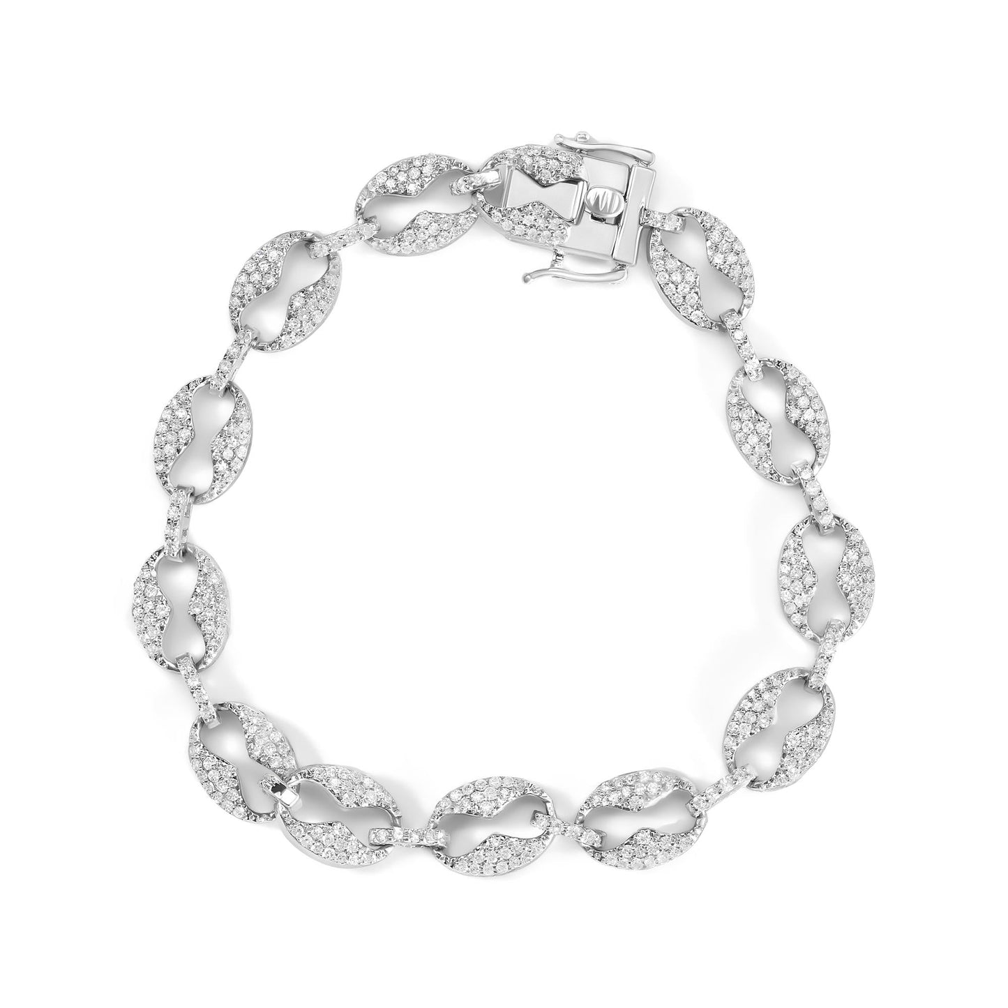 14K White Gold 1 1/2 Cttw Round Diamond Set Link Bracelet (I-J Color, I1-I2 Clarity) - 7" - Bijoux-NYC Direct