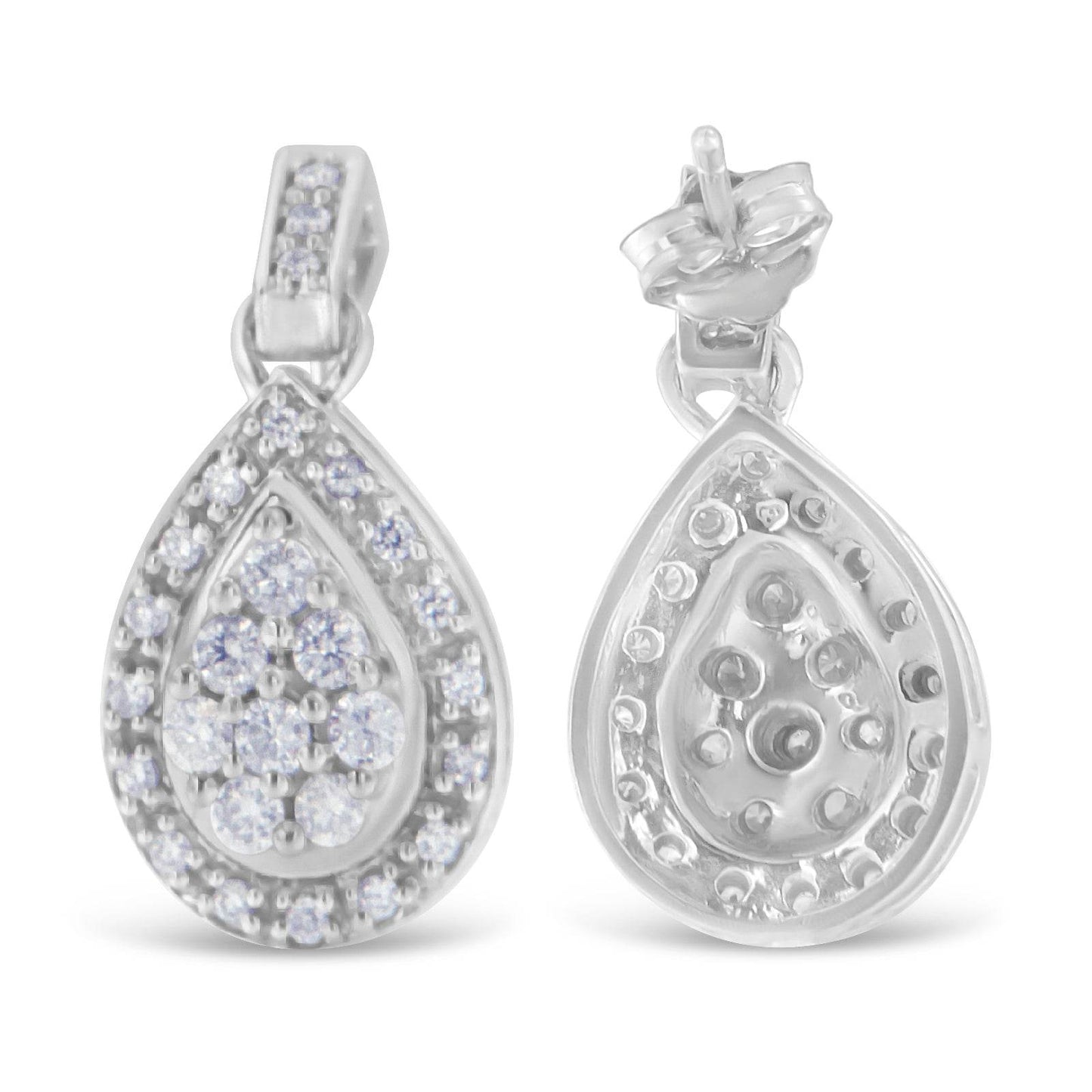 10k White Gold Round Cut Diamond Earrings (0.75 cttw, H-I Color, I1-I2 Clarity) - Bijoux-NYC Direct