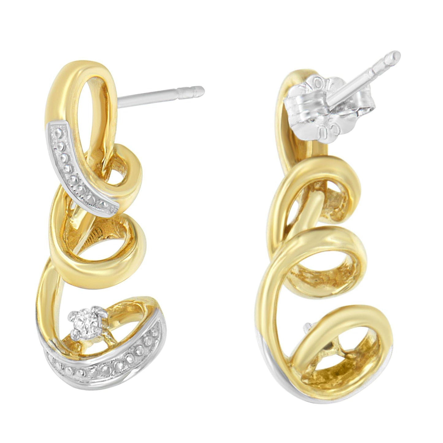 Espira 10K Two Tone Gold Round cut Diamond Earring (0.05 cttw, J-K Color, I2-I3 Clarity) - Bijoux-NYC Direct