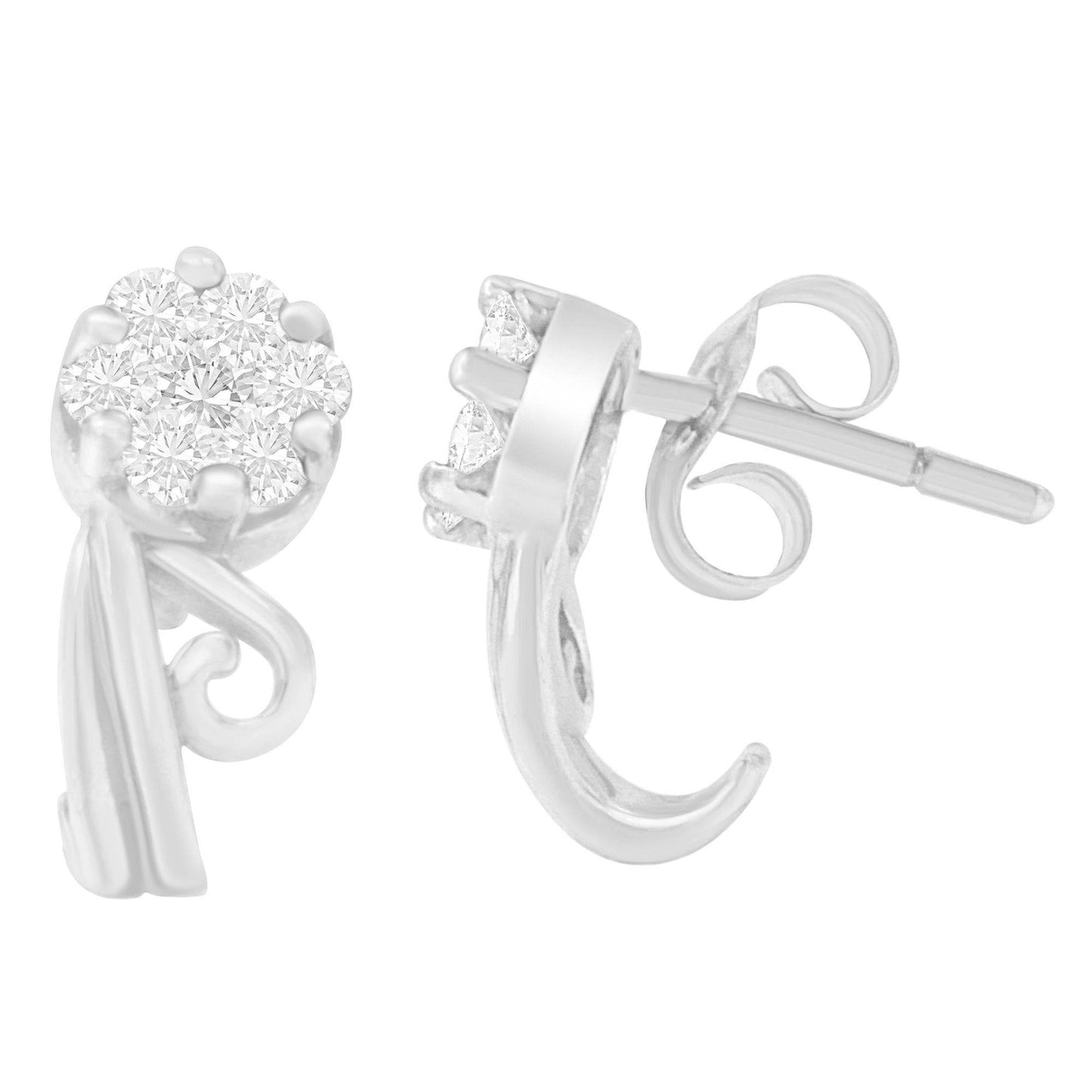 14K White Gold 1/2 cttw Round Cut Diamond Earrings (H-I, I1-I2) - Bijoux-NYC Direct