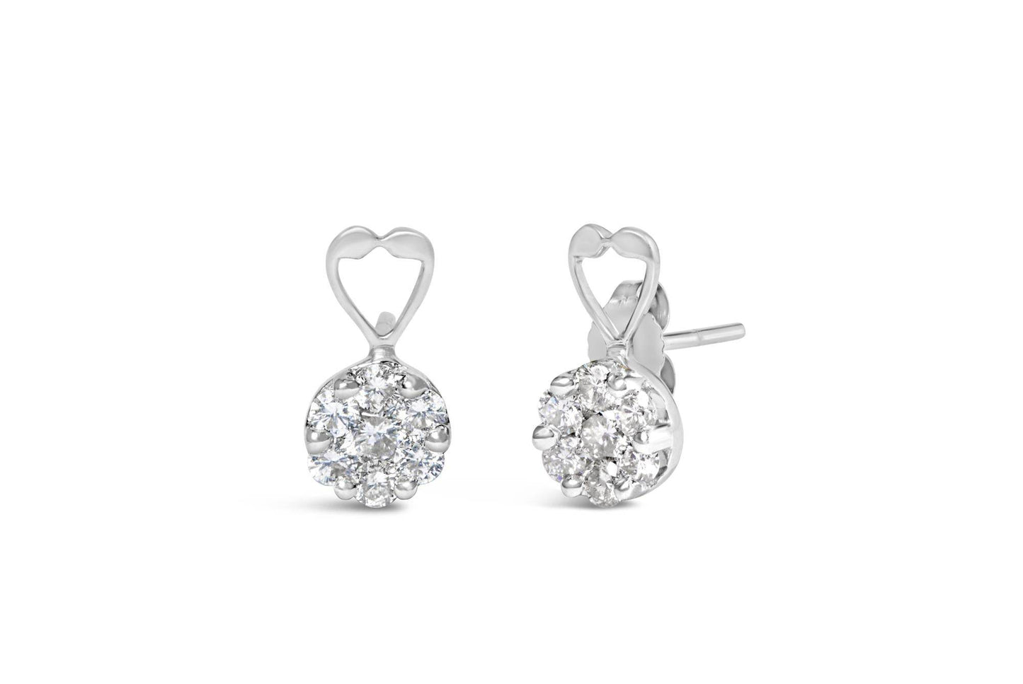 14K White Gold 1 1/4 cttw Round Cut Diamond Earrings (H-I, I1-I2) - Bijoux-NYC Direct