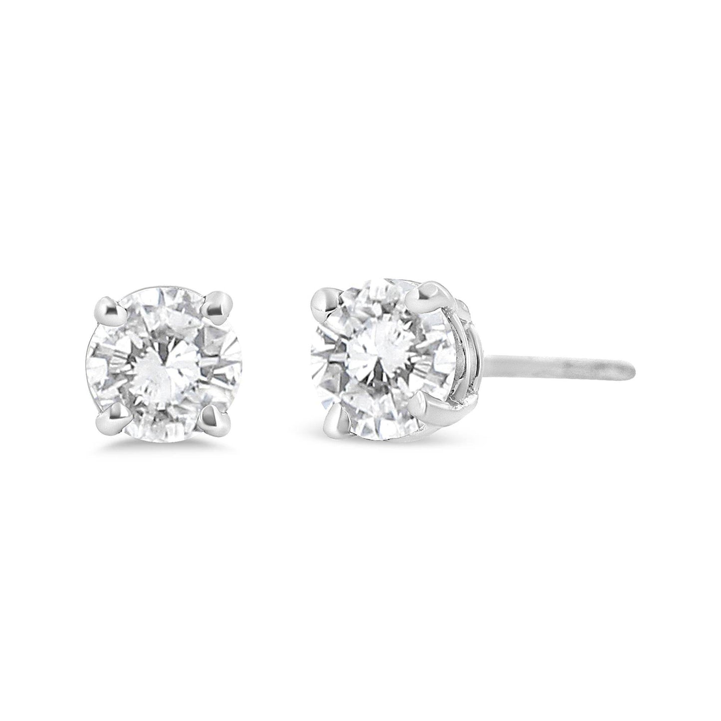 14K White Gold 3/4 Cttw Lab Grown Diamond 4-Prong Classic Stud Earrings (F-G Color, VS2-SI1 Clarity) - Bijoux-NYC Direct