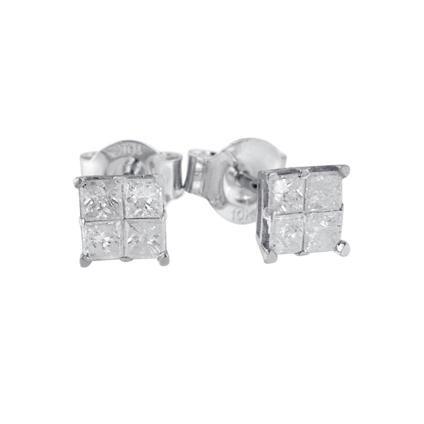 10k White Gold Diamond Stud Earrings (0.60 cttw, I-J Color, I2-I3 Clarity) - Bijoux-NYC Direct