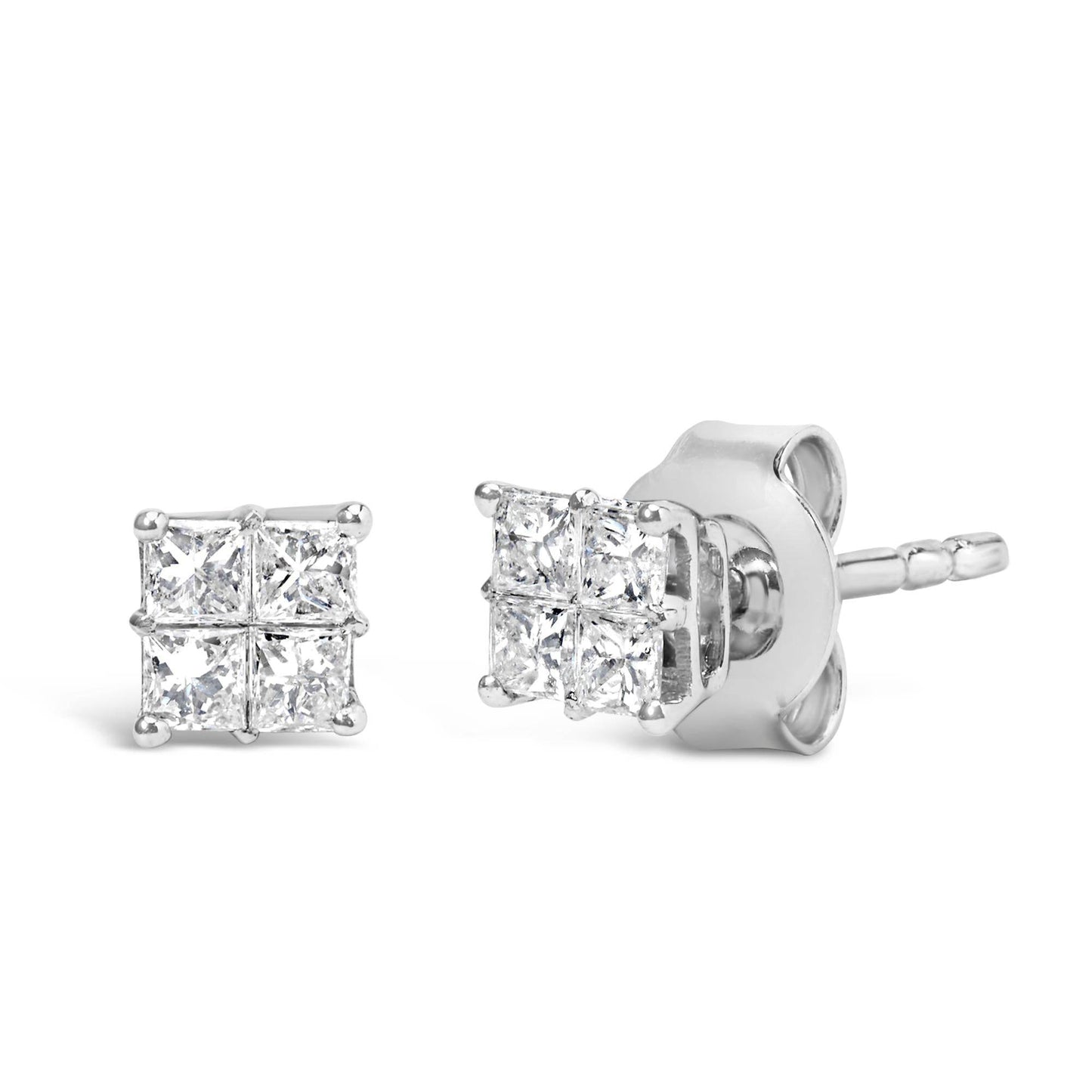 10KT White Gold Diamond Composite Stud Earring (1/4 cttw, H-I Color, I1-I2 Clarity) - Bijoux-NYC Direct