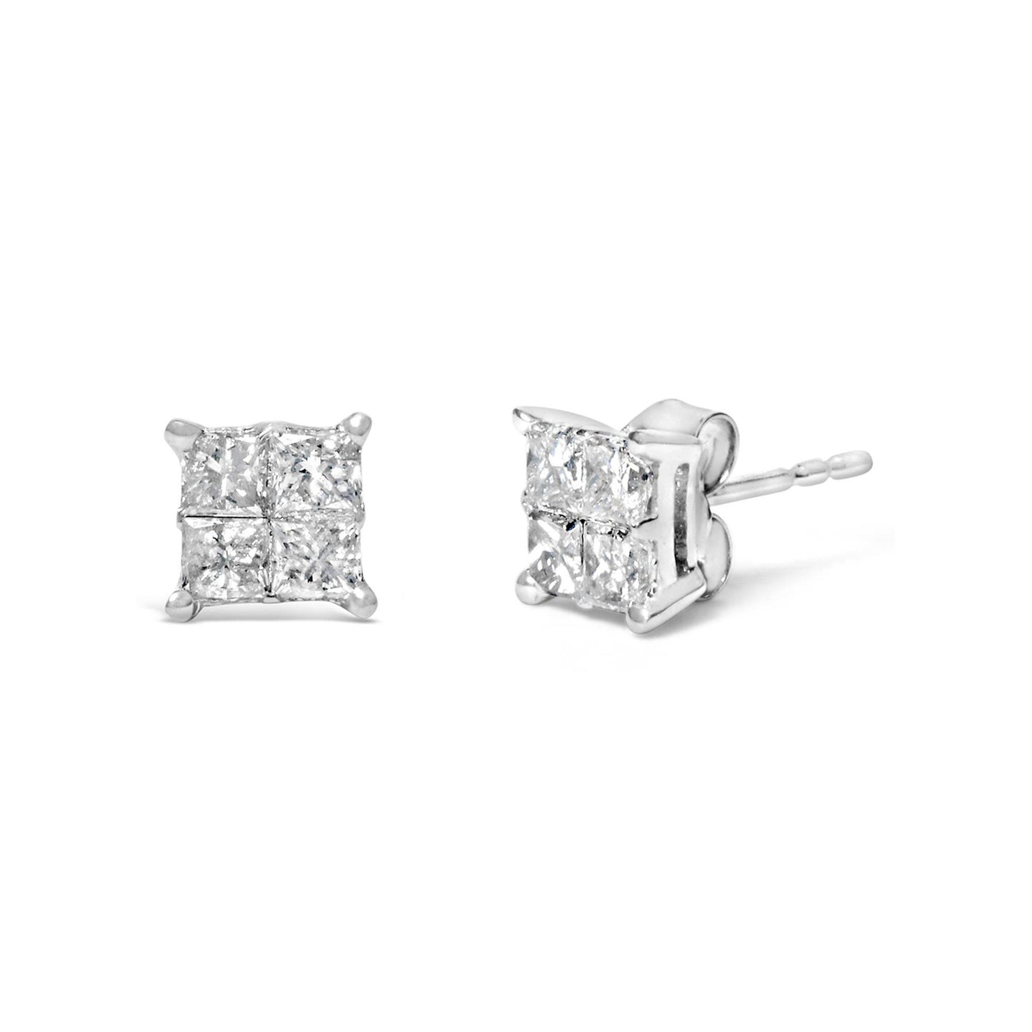 10K White Gold Diamond Stud Earrings (3/4 cttw, H-I Color, SI2-I1 Clarity) - Bijoux-NYC Direct