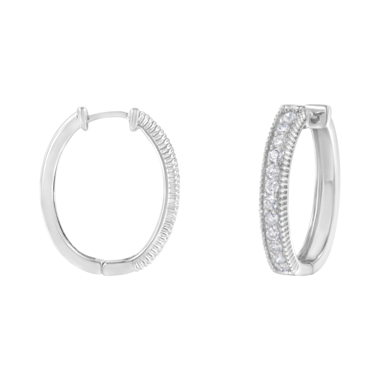 10KT White Gold Diamond Hoop Earring (1.00 cttw, H-I Color, I1-I2 Clarity) - Bijoux-NYC Direct