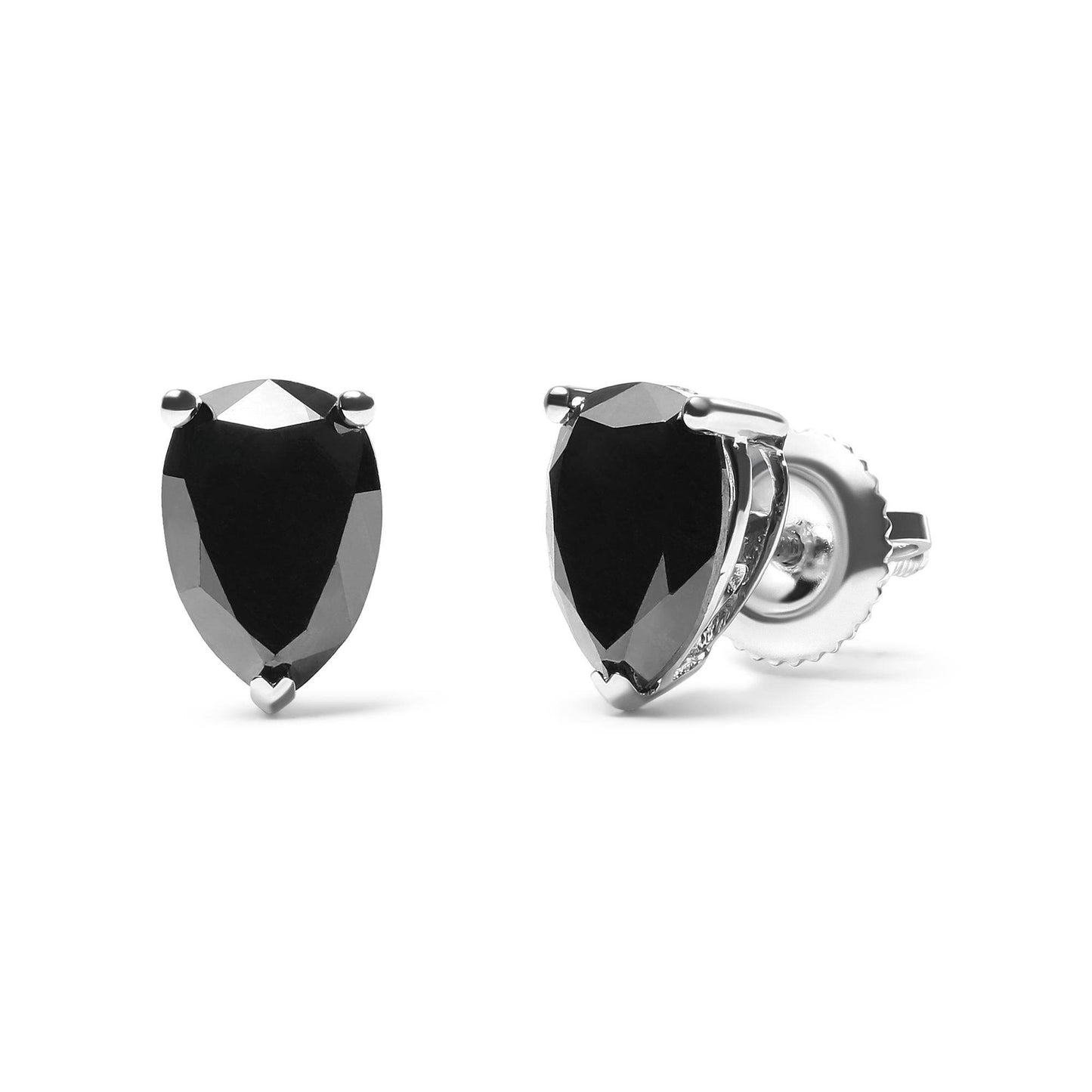 14K White Gold 2.00 Cttw Pear Cut Black Diamond Stud Earrings - Bijoux-NYC Direct
