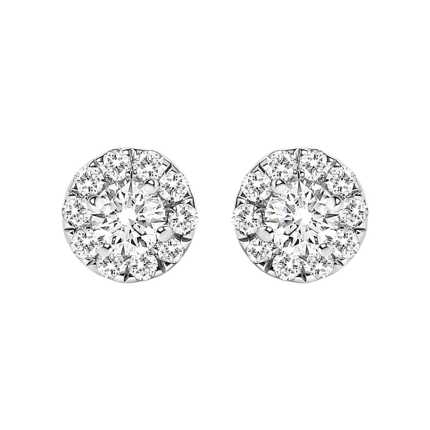 14K White Gold 1/3 Cttw Lab-Grown Diamond Halo Stud Earring (F-G Color, VS1-VS2 Clarity) - Bijoux-NYC Direct