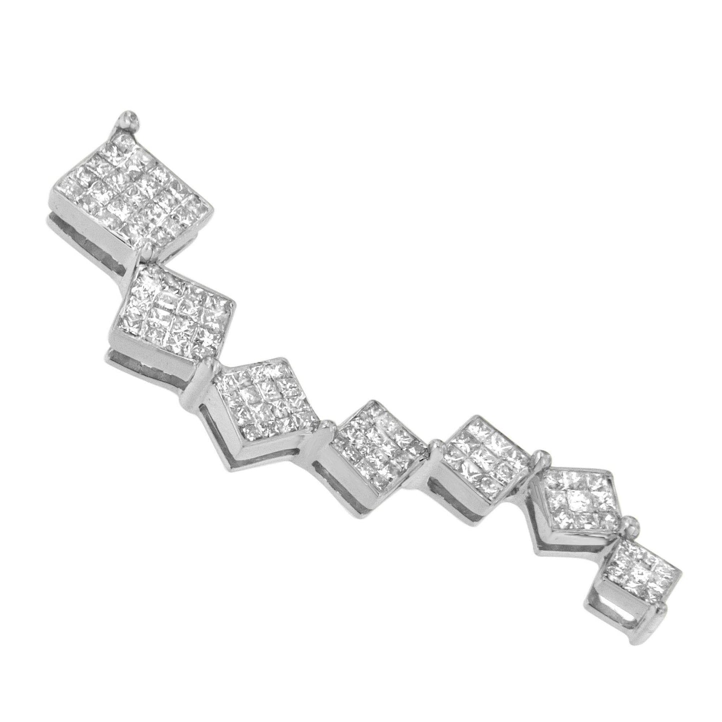 10K White Gold 1 cttw Diamond Snake Curved Pendant Necklace (H-I, I1-I2) - Bijoux-NYC Direct