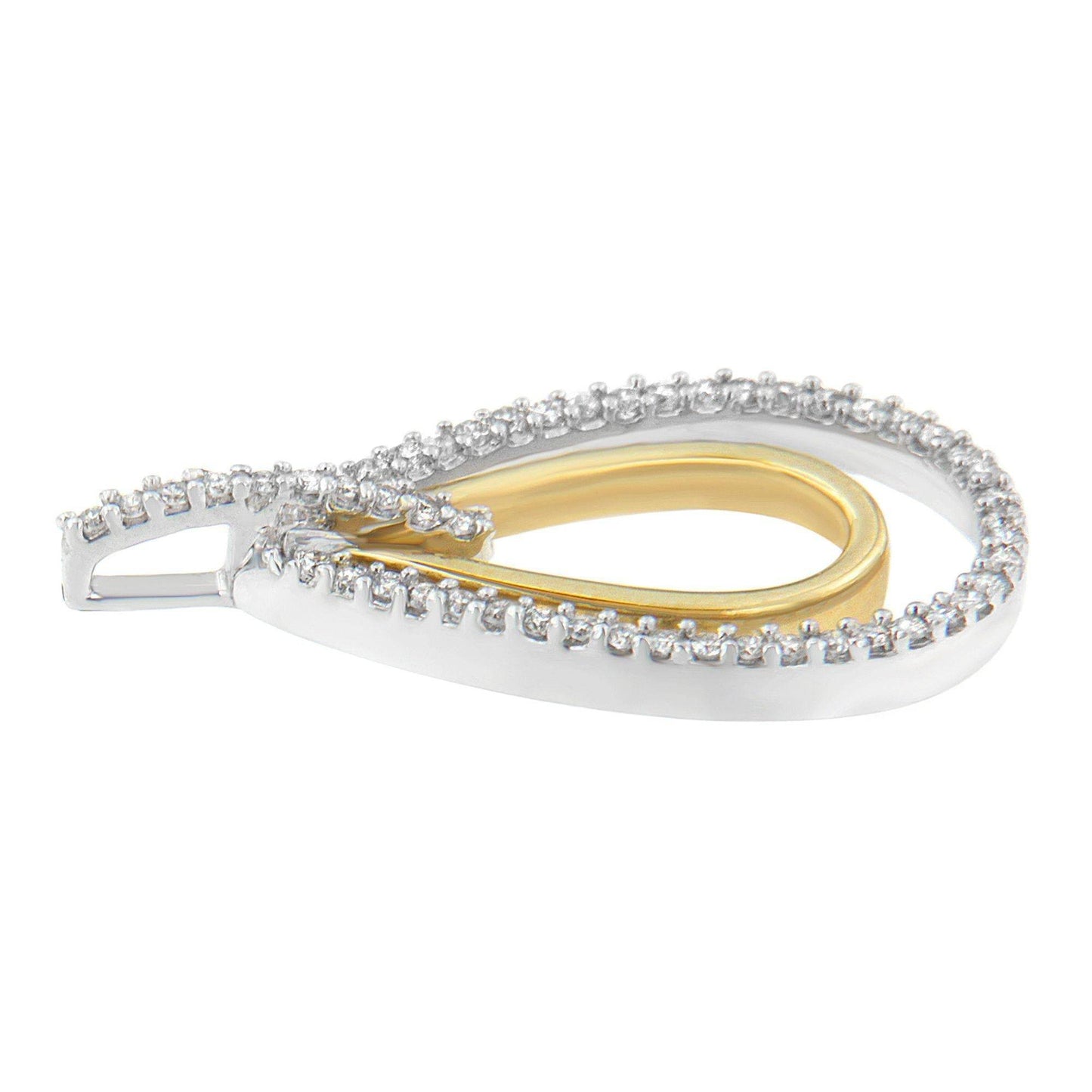 14K Two-Tone Gold Round Cut Diamond Double Burst Pendant Necklace (1/4 cttw, H-I Color, SI2-I1 Clarity) - Bijoux-NYC Direct