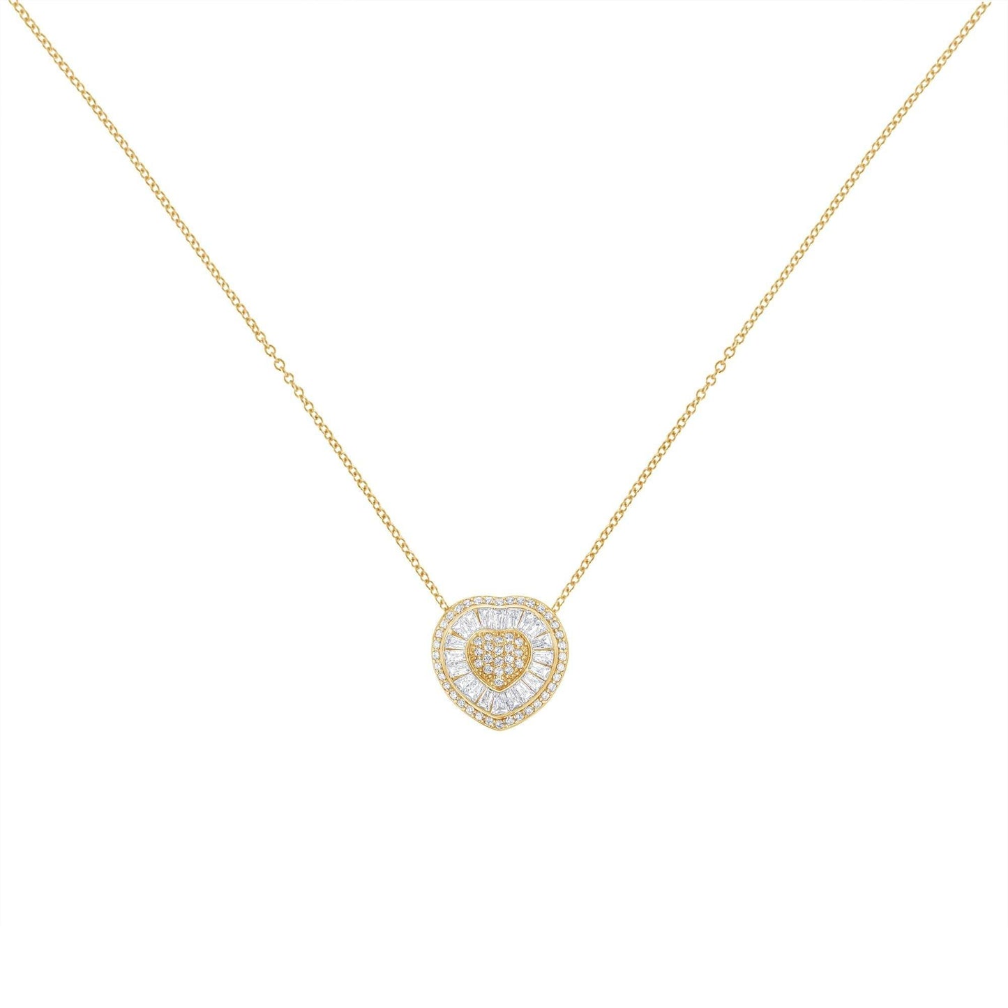 10KT Yellow Gold Diamond Heart Pendant Necklace (1/2 cttw, H-I Color, I1-I2 Clarity) - Bijoux-NYC Direct
