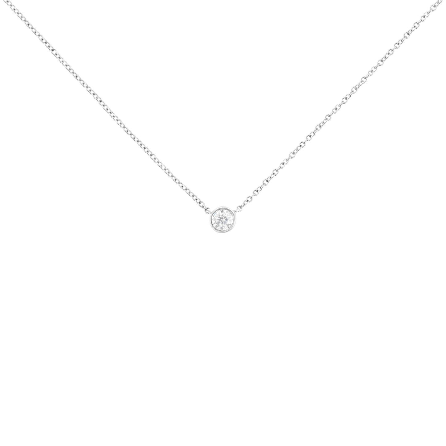 10K Gold 0.25 Carat Diamond Classic Bezel-Set Solitaire Pendant Necklace with 16"-18" Adjustable Chain (H-I Color, SI2-I1 Clarity) - Bijoux-NYC Direct