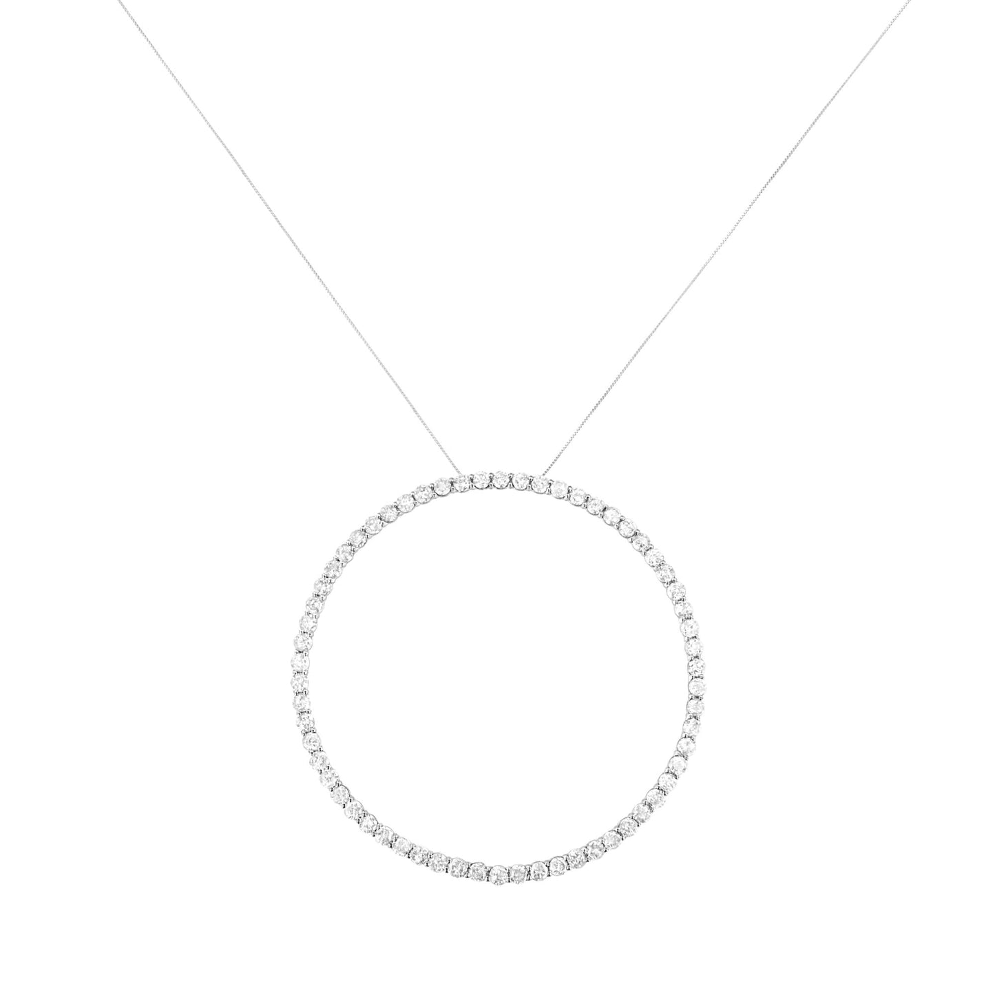 .925 Sterling Silver 5.0 Cttw Prong Set Round-cut Diamond Open Circle Hoop 18" Pendant Necklace (I-J Color, I2-I3 Clarity) - Bijoux-NYC Direct