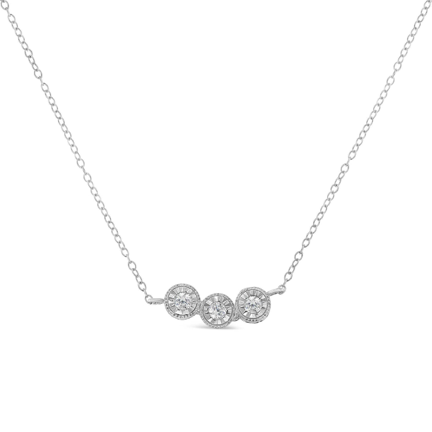 Sterling Silver Round Diamond Pendant Necklace (1/4 cttw, H-I Color, I2-I3 Clarity) - Bijoux-NYC Direct