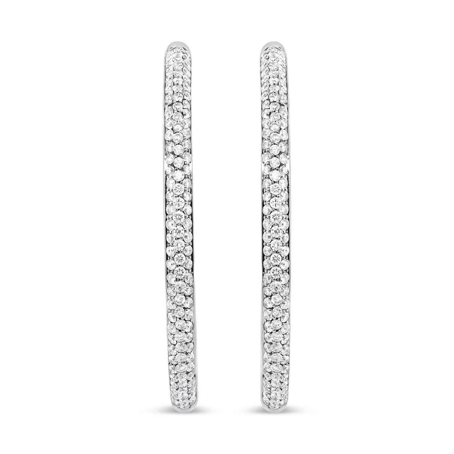 18K White Gold 2.00 Cttw Round-Cut Diamond Inner-Outer Hoop Earrings (F-G Color, VS1-VS2 Clarity) - Bijoux-NYC Direct