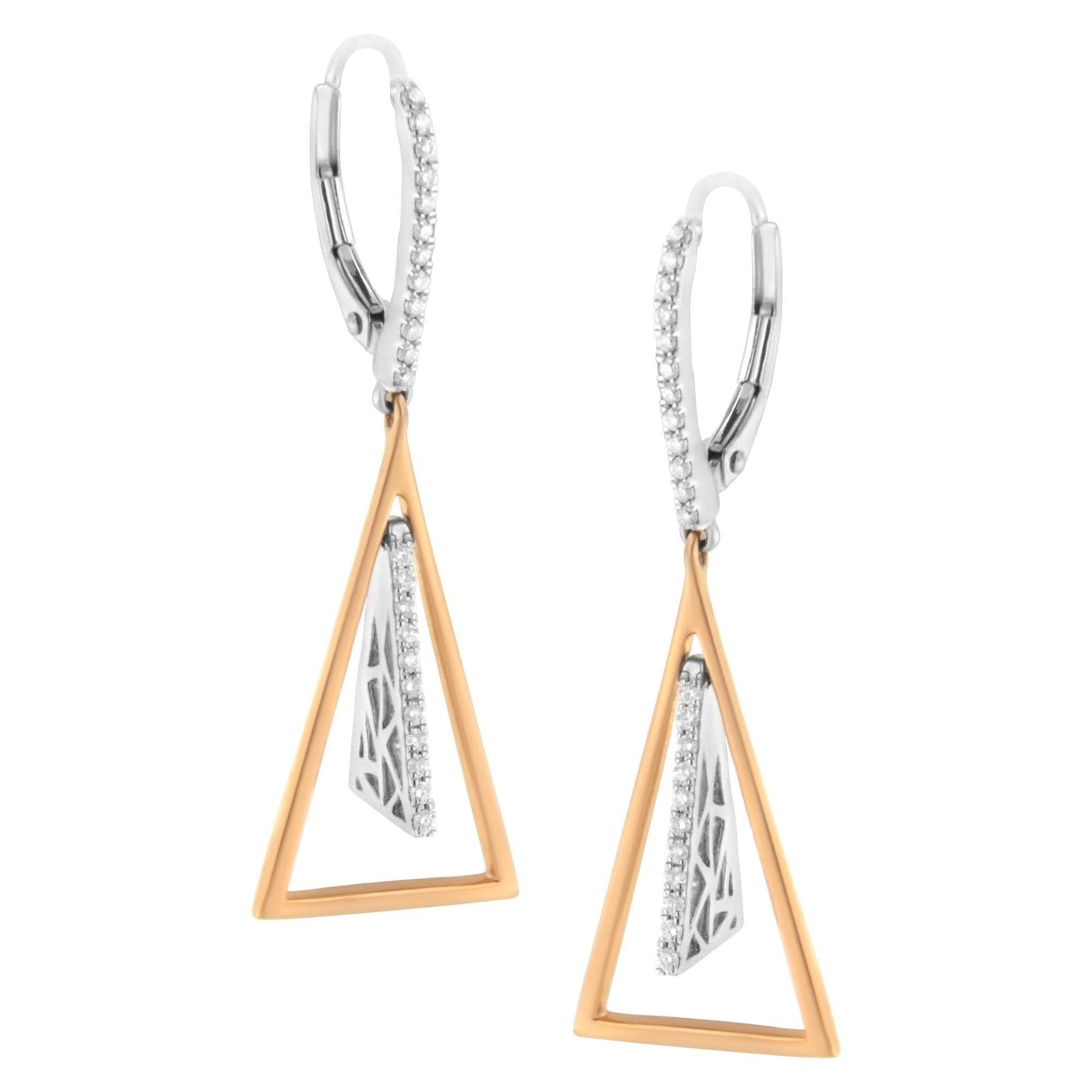 14K Rose and White Gold 3/8 Cttw Diamond Windchime Drop and Dangle Earring (G-H Color, SI1-SI2 Clarity) - Bijoux-NYC Direct