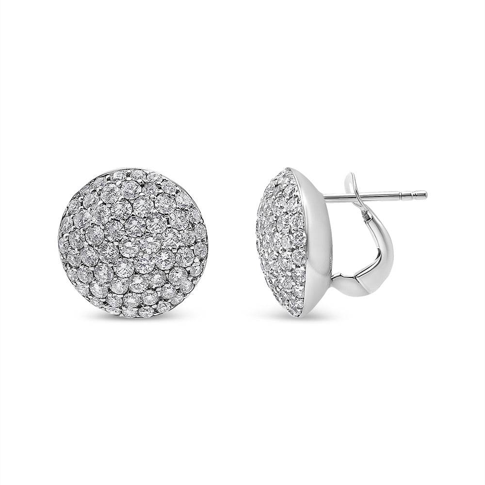 18K White Gold 3 1/2 Cttw Shared Prong Set Diamond Cluster Composite Disc Stud Earrings (F-G Color, VS1-VS2 Clarity) - Bijoux-NYC Direct