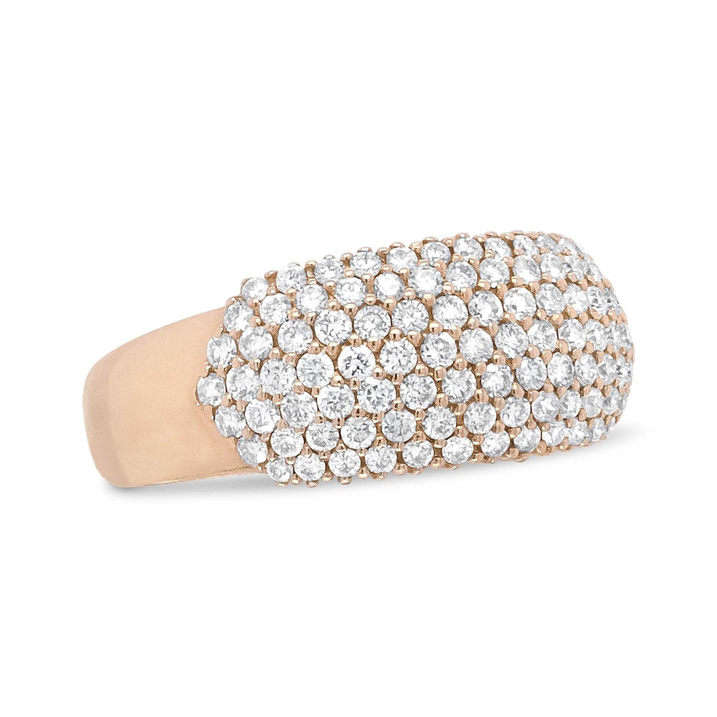 18K Rose Gold 1.00 Cttw Diamond Multi Row Dome Band Ring (F-G Color, VS1-VS2 Clarity) - Bijoux-NYC Direct