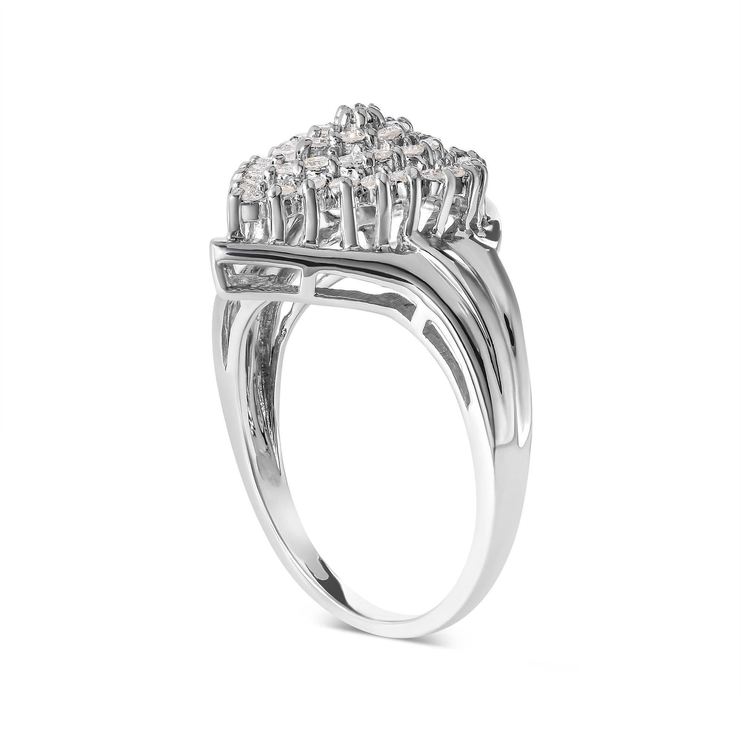 10K White Gold 1/2 Cttw Diamond Pear Shaped Cluster Ring (H-I Color, I1-I2 Clarity) - Bijoux-NYC Direct