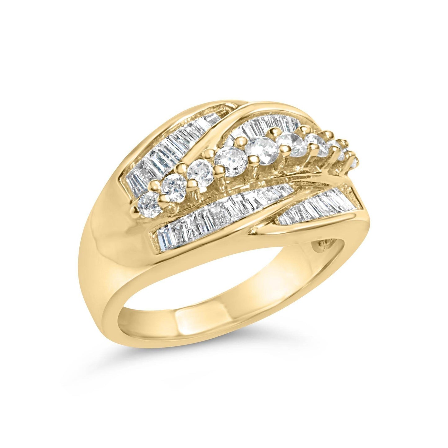 14K Yellow Gold 1.00 Cttw Diamond Cocktall Cluster 5 Stone Ring (H-I Color, SI1-I1 Clarity) - Ring Size 7 - Bijoux-NYC Direct