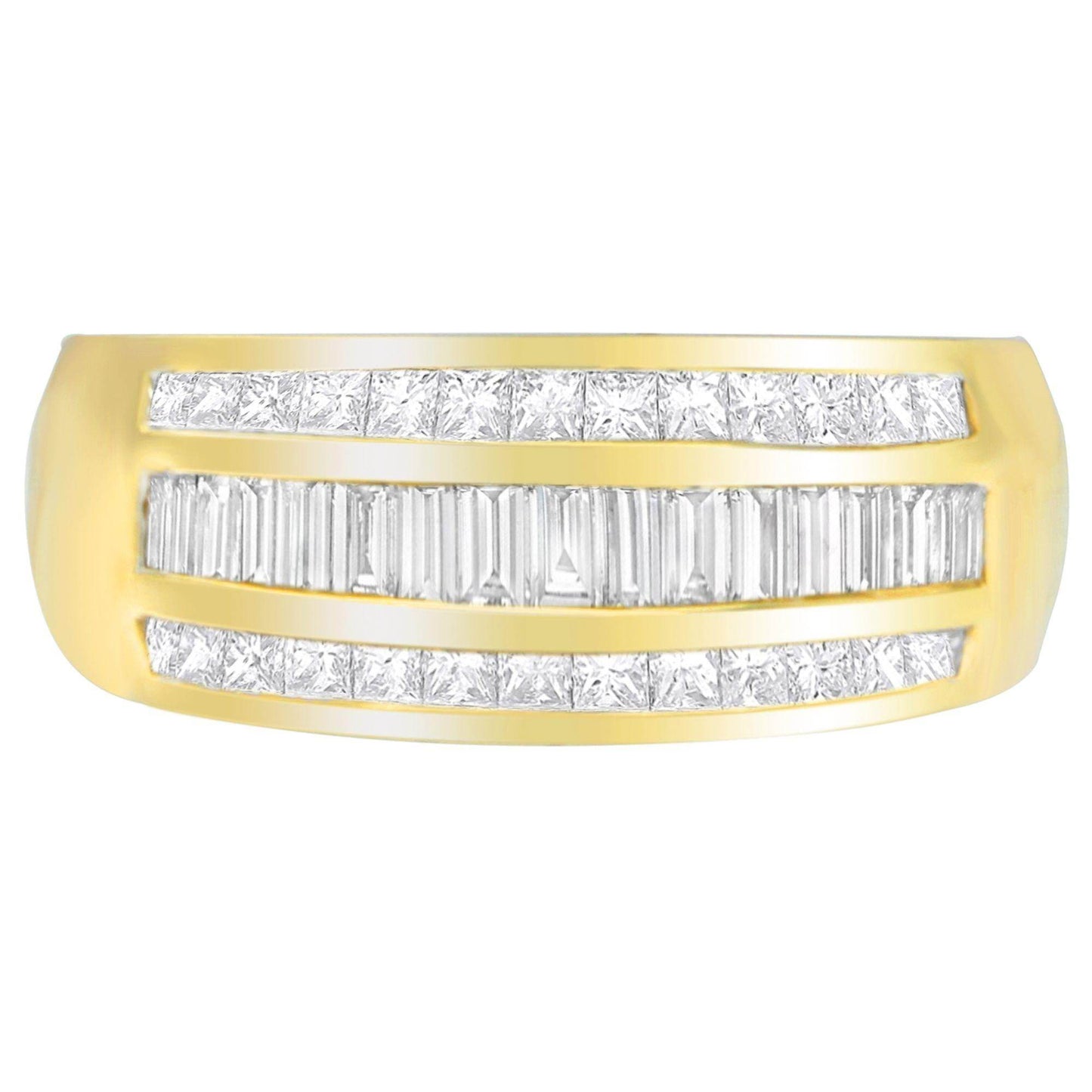 14K Yellow Gold 1ct. TDW Princess and Baguette-Cut Diamond Ring(H-I, SI1-SI2) - Bijoux-NYC Direct