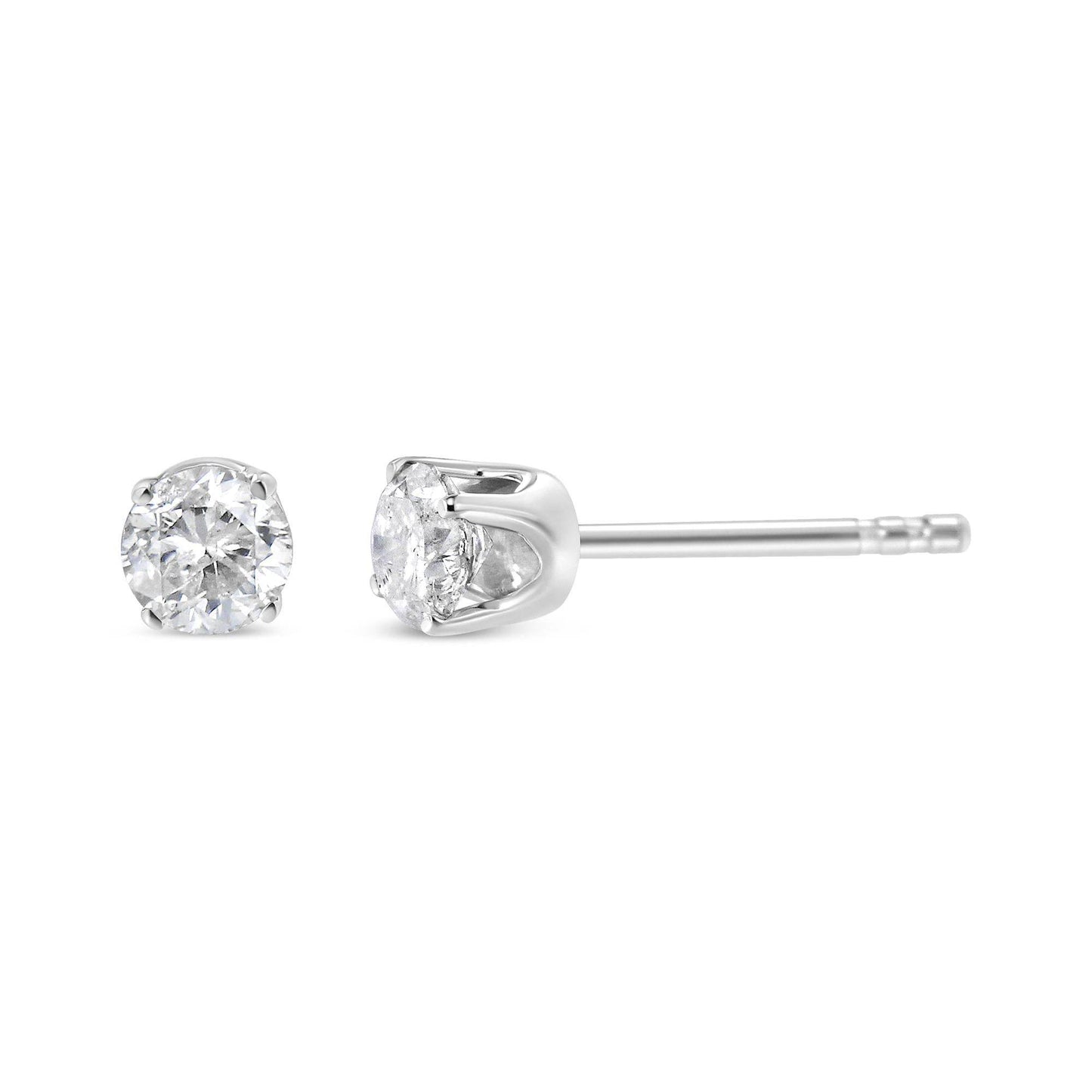 14K White Gold 5/8 Cttw Round Brilliant-Cut Lab Grown Diamond Classic 4-Prong Push back Stud Earrings (F-G Color, VS1-VS2 Clarity) - Bijoux-NYC Direct