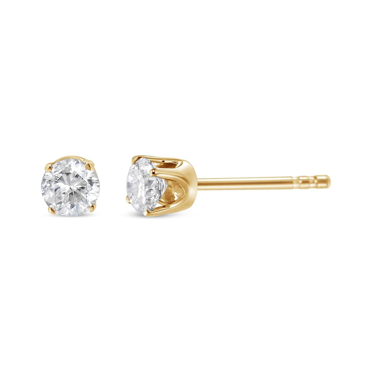 14K Yellow Gold 1/2 Cttw Round-Cut Diamond Solitaire Stud Earrings (O-P Color, SI2-I1 Clarity) - Bijoux-NYC Direct