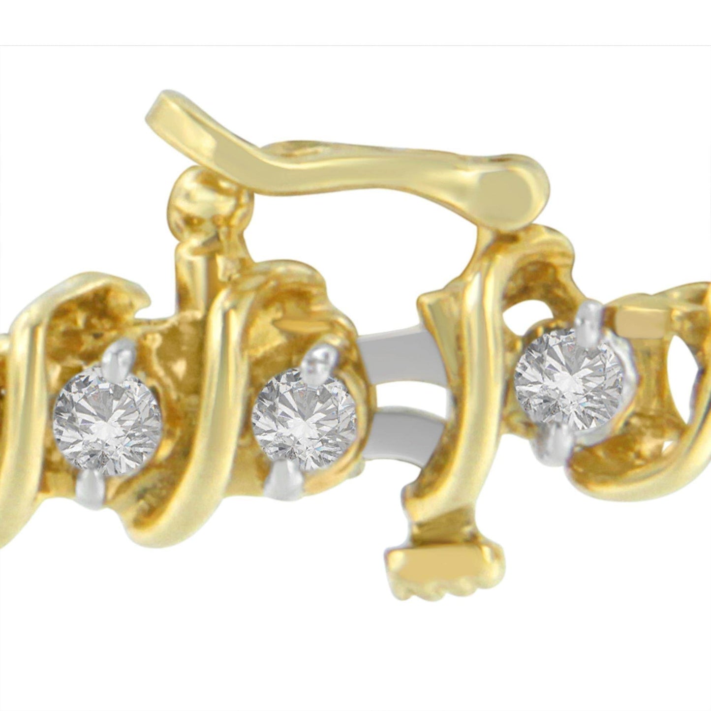 14K Yellow Gold Round Cut Diamond Spiral Link Bracelet (3.00 cttw, H-I Color, SI2-I1 Clarity) - Bijoux-NYC Direct