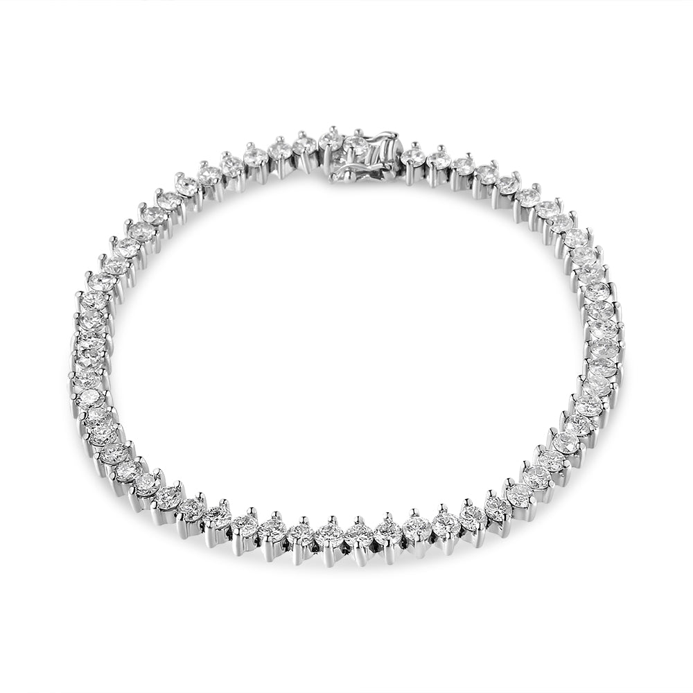 14K White Gold 5 1/2 Cttw Round Diamond 2-Prong Tennis Bracelet (H-I Color, SI2-I1 Clarity) - 7" - Bijoux-NYC Direct