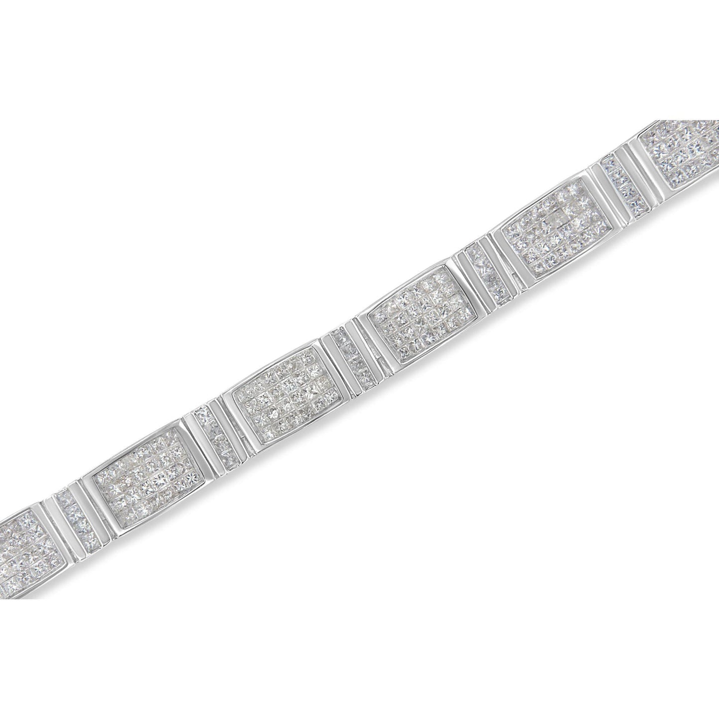 14K White Gold 7.0 Cttw Princess Cut Diamond 7" Alternating Vertical and Horizontal Rectangular Link Tennis Bracelet (H-I Color, SI2-I1 Clarity) - Bijoux-NYC Direct
