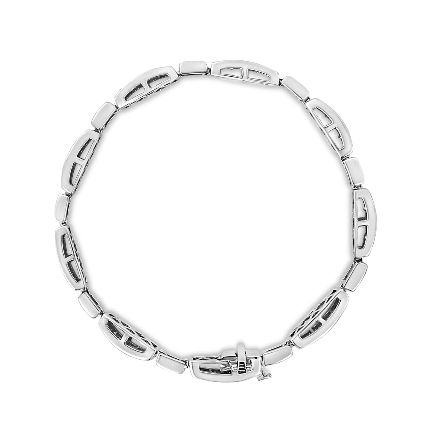 14K White Gold 2.00 Cttw Invisble-Set Princess Diamond Link Bracelet (I1-I2 Clarity, I-J Color) - 7.25" - Bijoux-NYC Direct