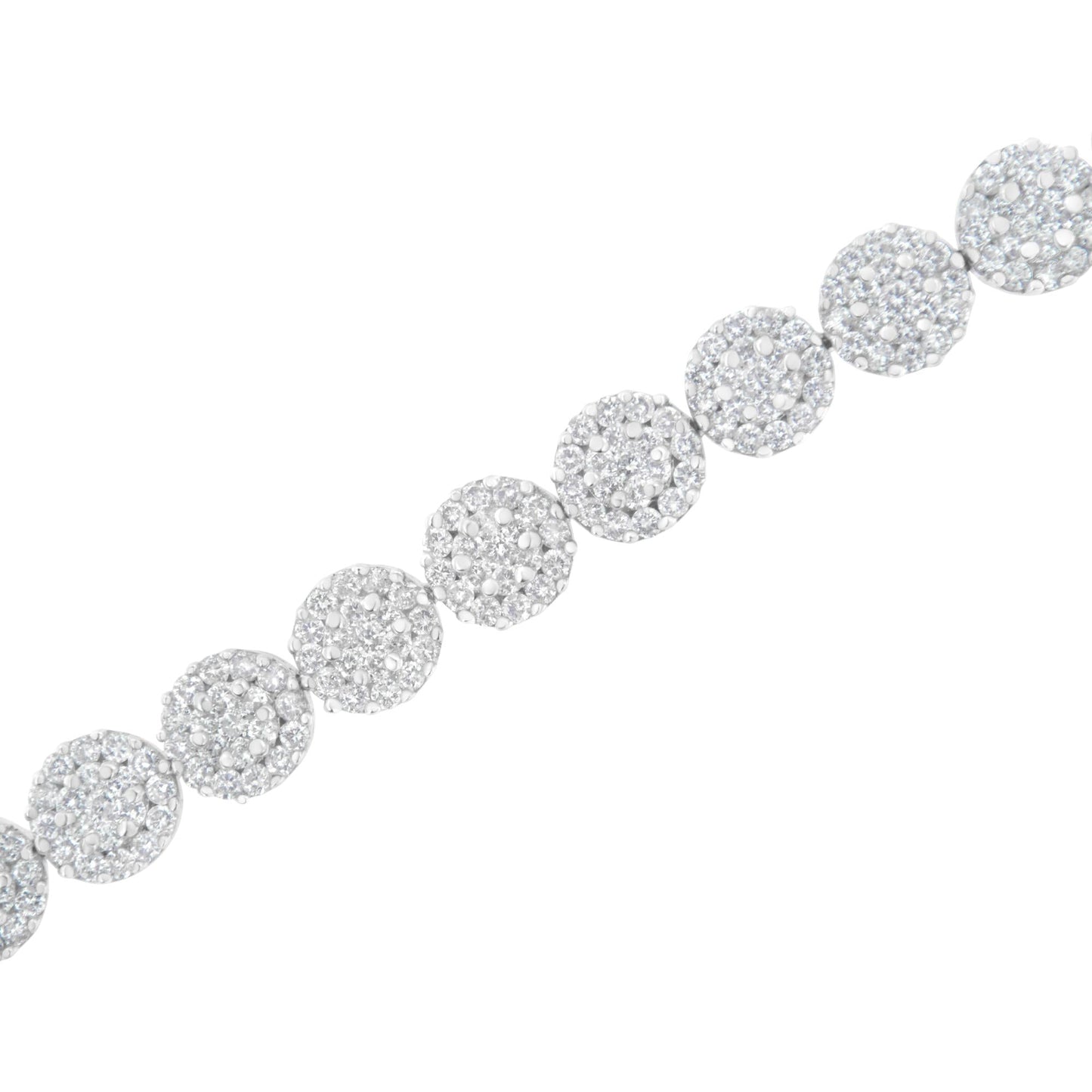 14K White Gold 3-3/4 Cttw Round-Brilliant Cut Diamond 7-1/4" Round Cluster Links Tennis Bracelet (I-J Color, SI2-I1 Clarity) - Bijoux-NYC Direct