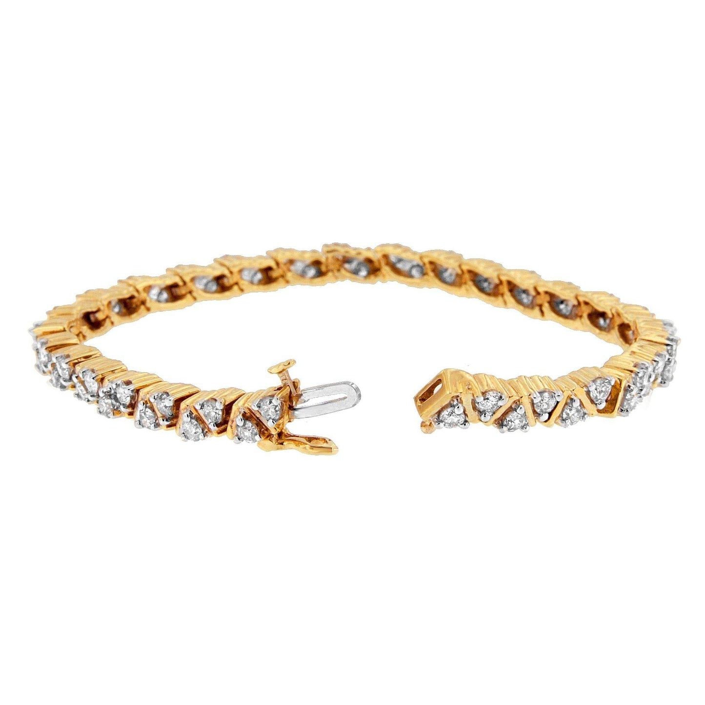 14K Yellow Gold Round-Cut Diamond Bracelet (4.00 cttw, H-I Color, I1-I2 Clarity) - Bijoux-NYC Direct