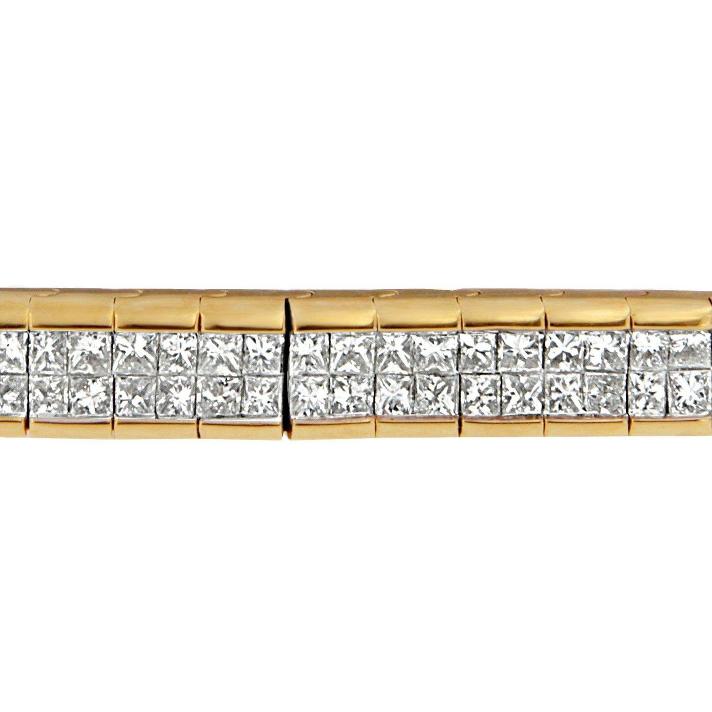14K Yellow Gold Princess Cut Diamond Banded Bracelet (1.00 cttw, G-H Color, VS1-VS2 Clarity) - Bijoux-NYC Direct