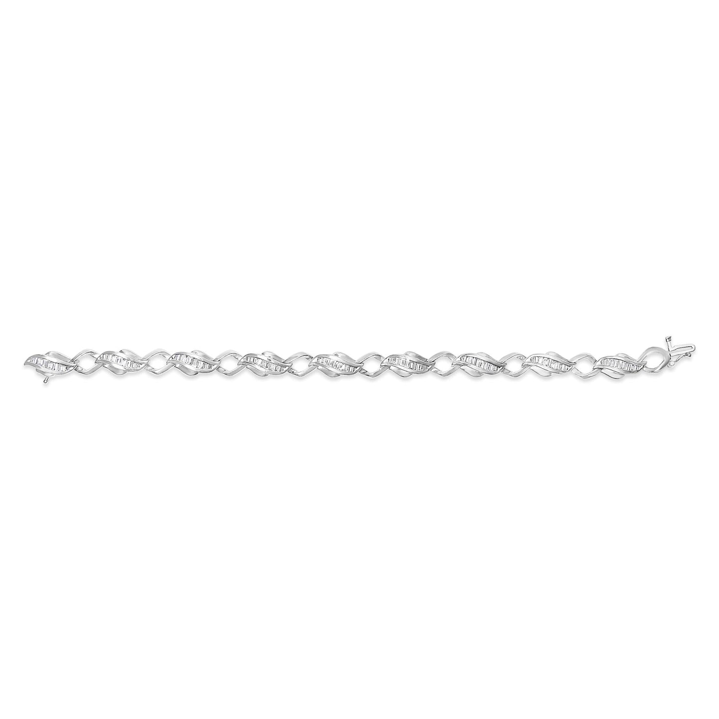 Platinum 2 1/5 Cttw Baguette Diamond Channel Link Bracelet (H-I Color, SI1-SI2 Clarity) - 7" Inches