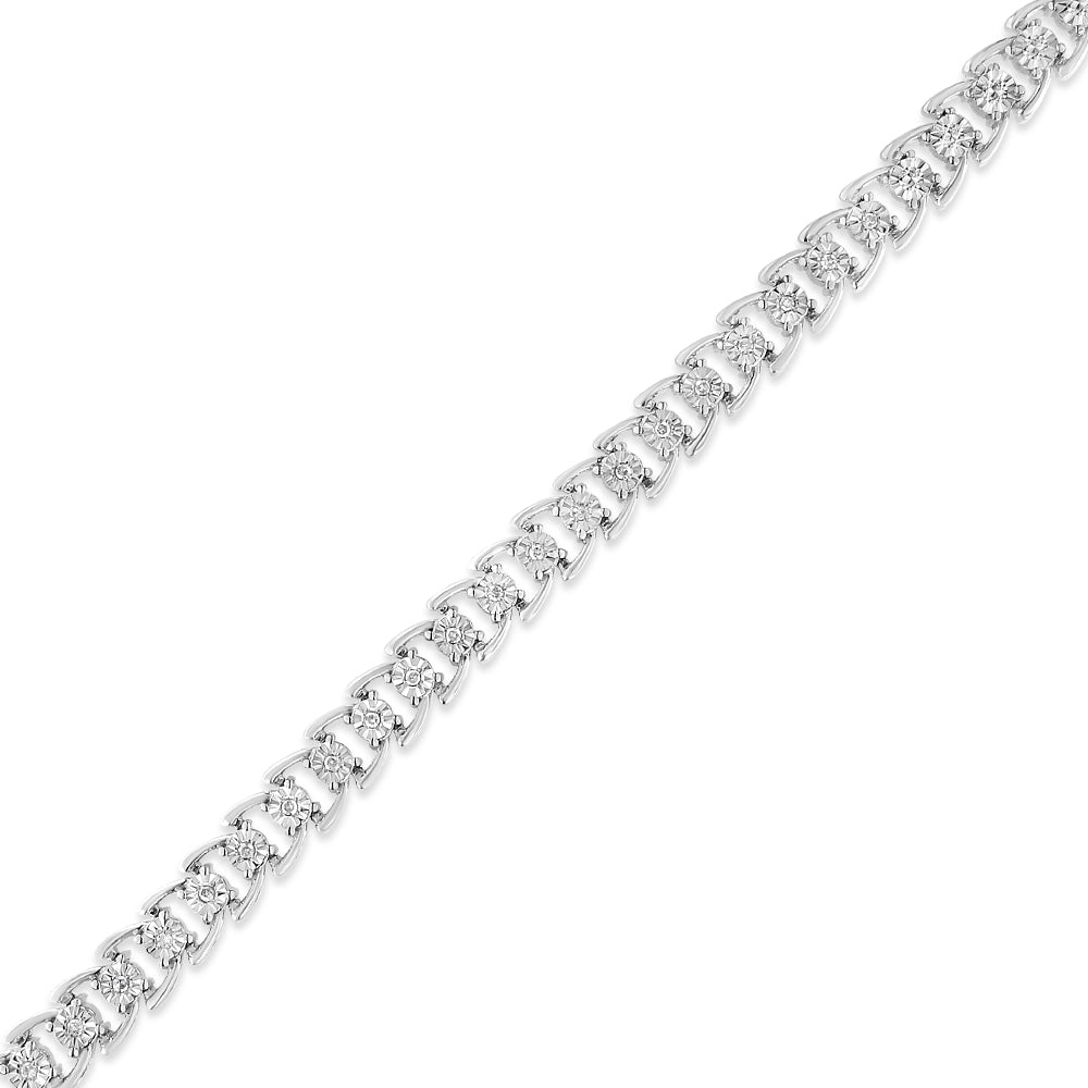 .925 Sterling Silver 1/4 Cttw Miracle Set Round Diamond Composite Open Linked Composite Line Bracelet (I-J Color, I3-Promo Clarity) - 7.5" - Bijoux-NYC Direct