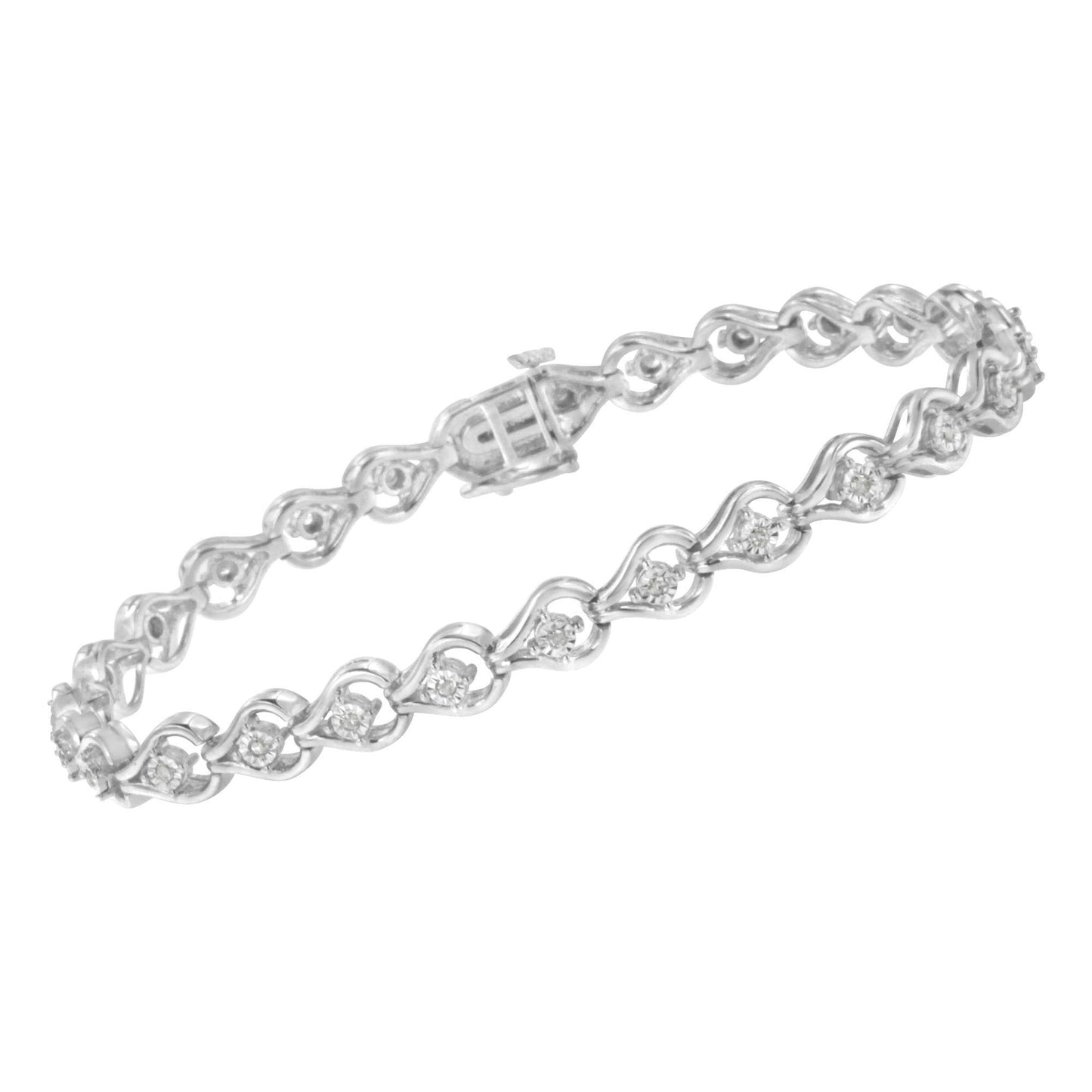 Sterling Silver Diamond Link Bracelet (1/4 cttw, I-J Color, I2-I3 Clarity) - Bijoux-NYC Direct