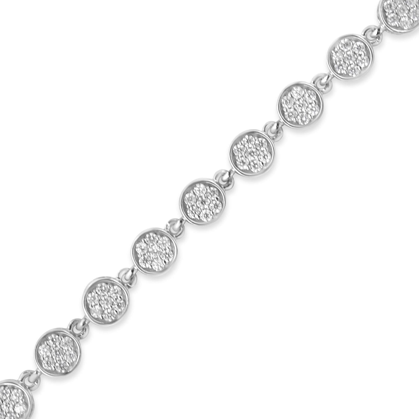 .925 Sterling Silver 2.0 Cttw Round Diamond Link Bracelet (G-H Color, I1-I2 Clarity) - 7.25" - Bijoux-NYC Direct