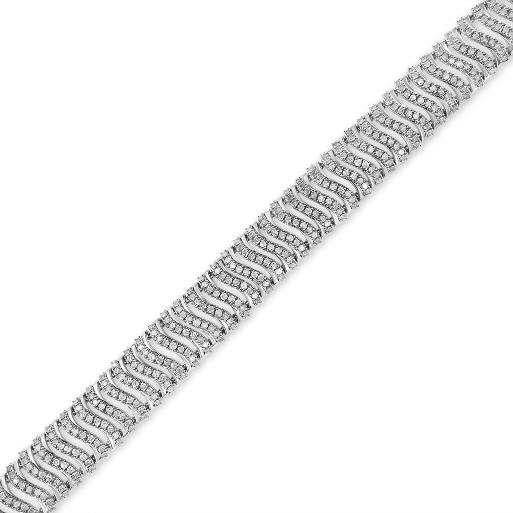 .925 Sterling Silver 5.00 Cttw Round-Cut Diamond "S" Link Bracelet (I-J Color, I3 Clarity) - Size 7.25 - Bijoux-NYC Direct