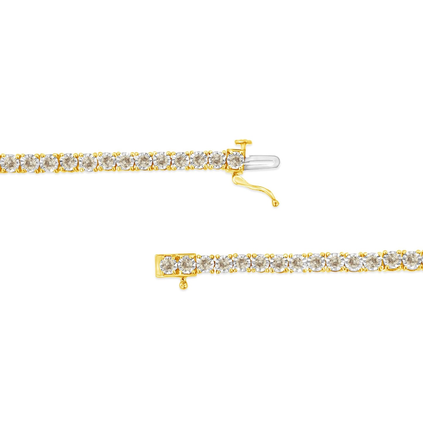 14K Yellow Gold Plated .925 Sterling Silver 3.0 Cttw Miracle-Set Diamond Tennis Bracelet (L-M Color, I2-I3 Clarity) - 7.25" - Bijoux-NYC Direct