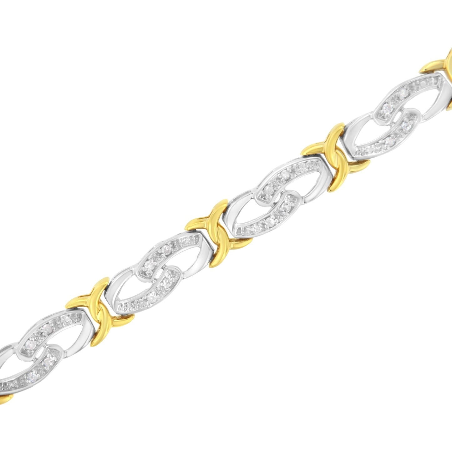 10k Yellow Gold Plated Sterling Silver 1/4 cttw Diamond Infinity and X Link Bracelet (I-J Clarity, I2-I3 Color) - Size 7.25" - Bijoux-NYC Direct
