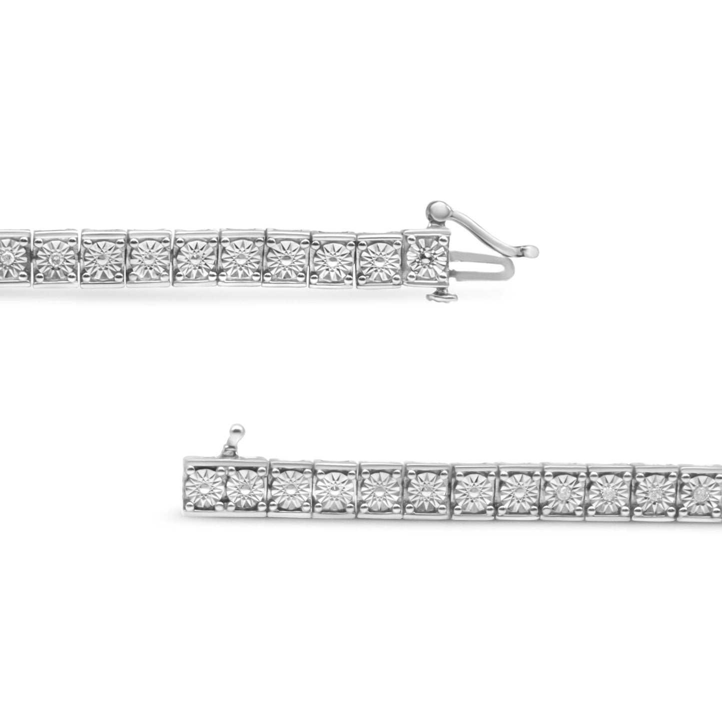 .925 Sterling Silver 1/4 Cttw Diamond Link Bracelet (I-J Color, I2-I3 Clarity) - Size 7.25" - Bijoux-NYC Direct